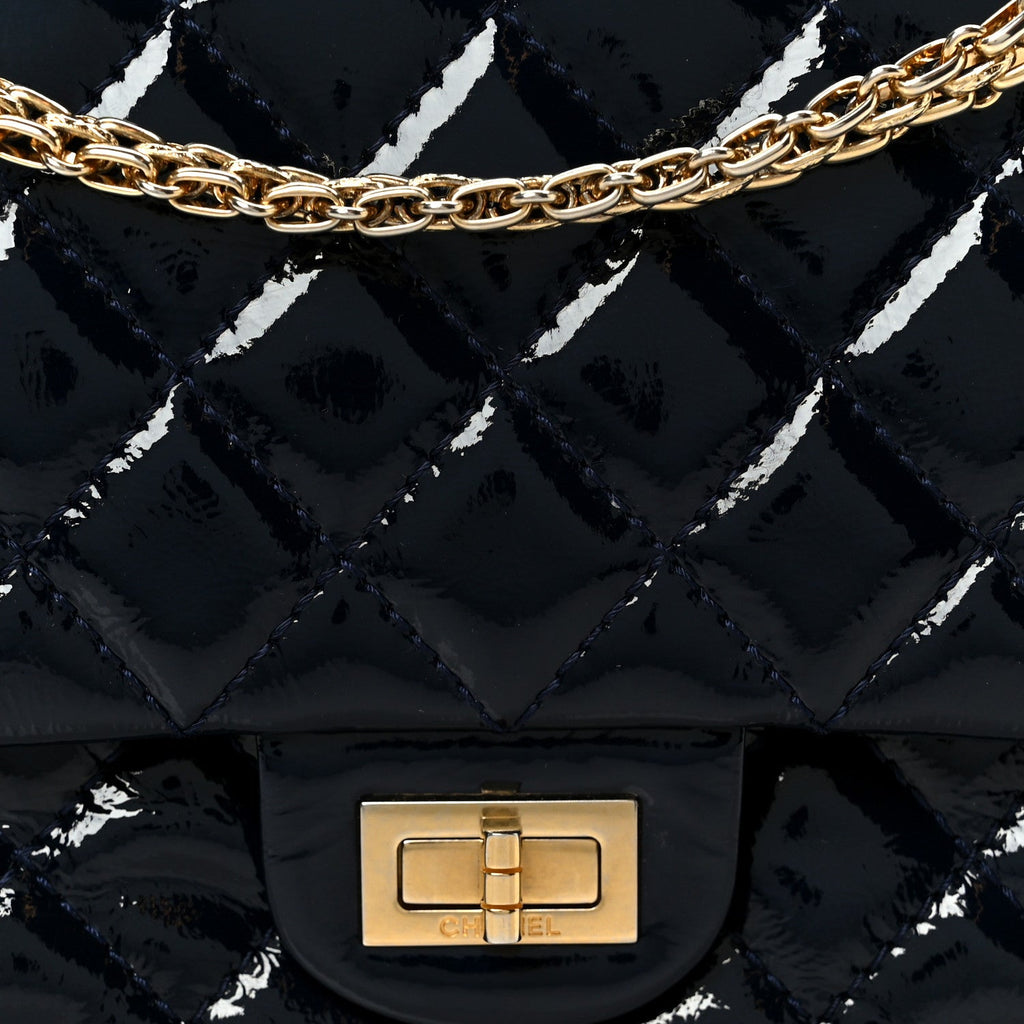 Chanel Distressed Patent Quilted 2.55 Reissue 226 Flap Blue