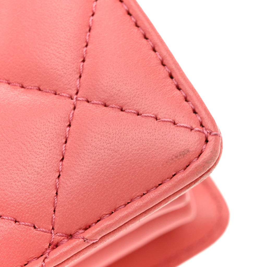 Chanel Lambskin Quilted Small Handle Tied Top Handle Flap Pink