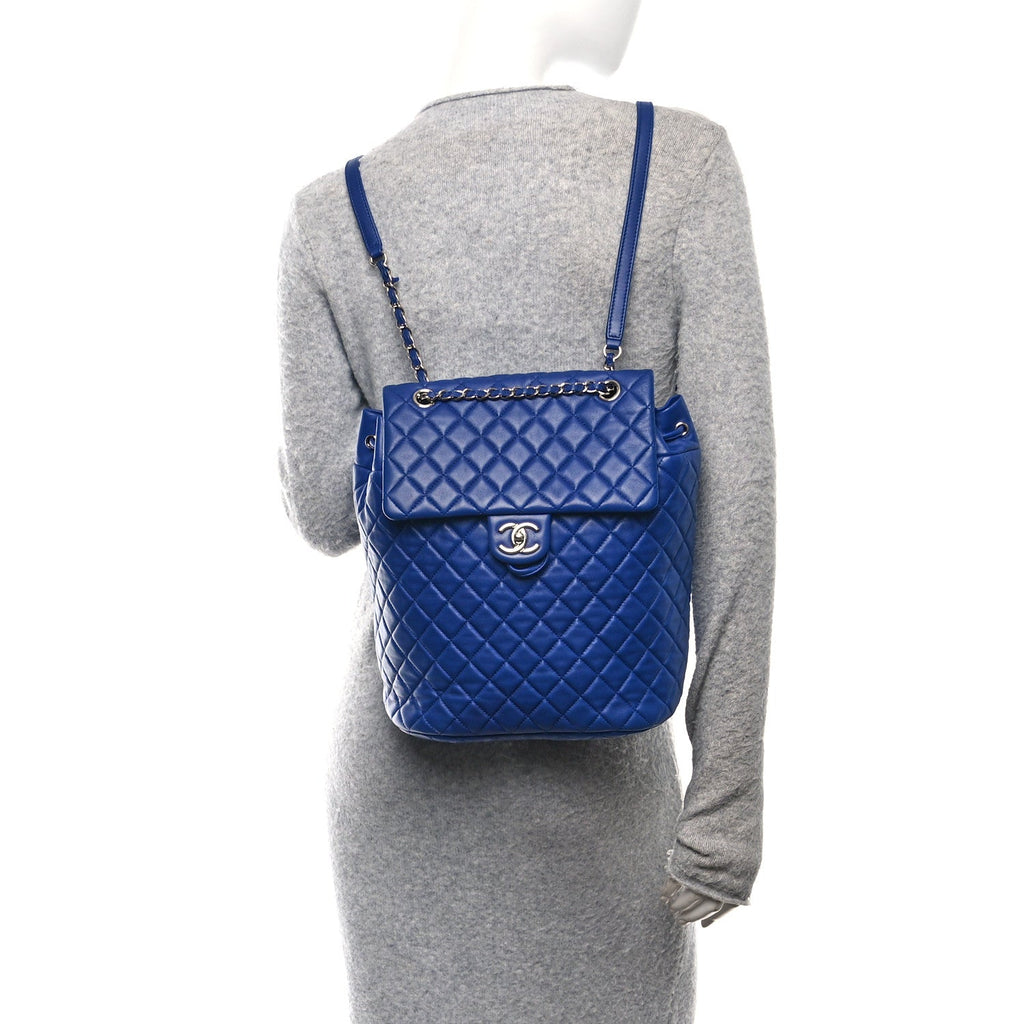 Chanel Calfskin Quilted Large Urban Spirit Backpack Navy