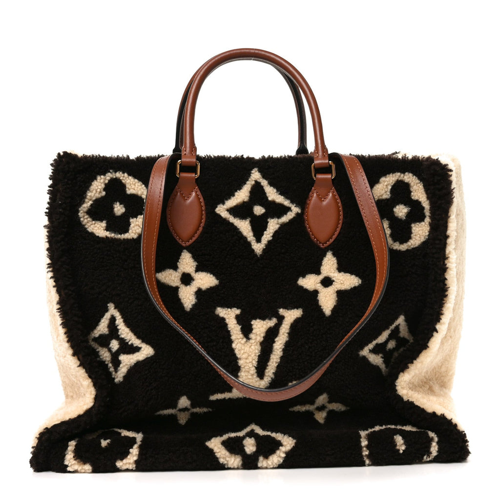 Louis Vuitton Shearling Monogram Giant Teddy Onthego GM Black White