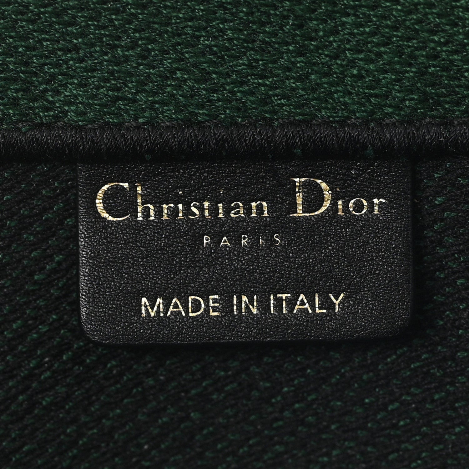 Christian Dior Canvas Embroidered Large Checkered Book Tote Black Green