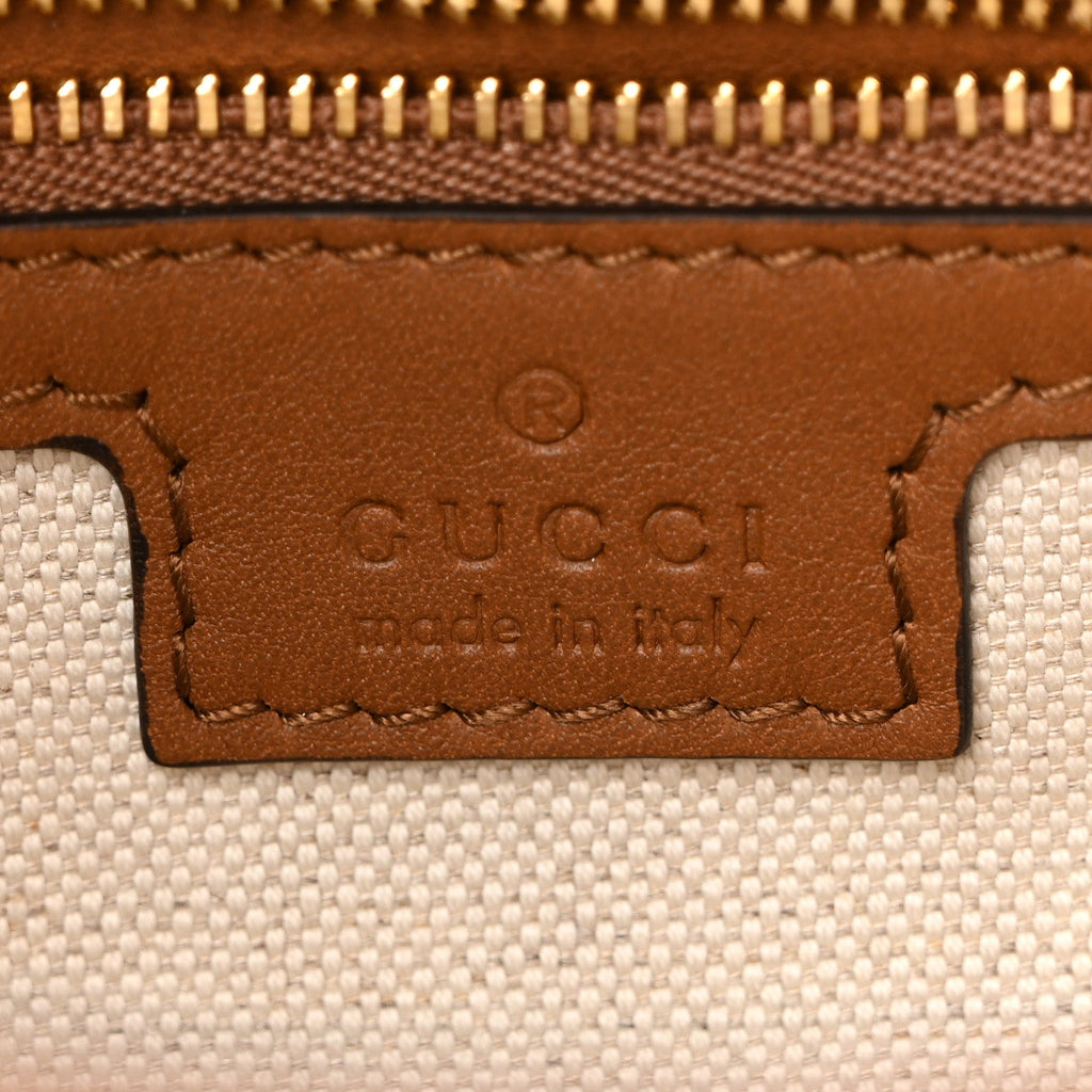 Gucci Raffia GG Supreme Monogram Calfskin Small Jackie 1961 Hobo Natural