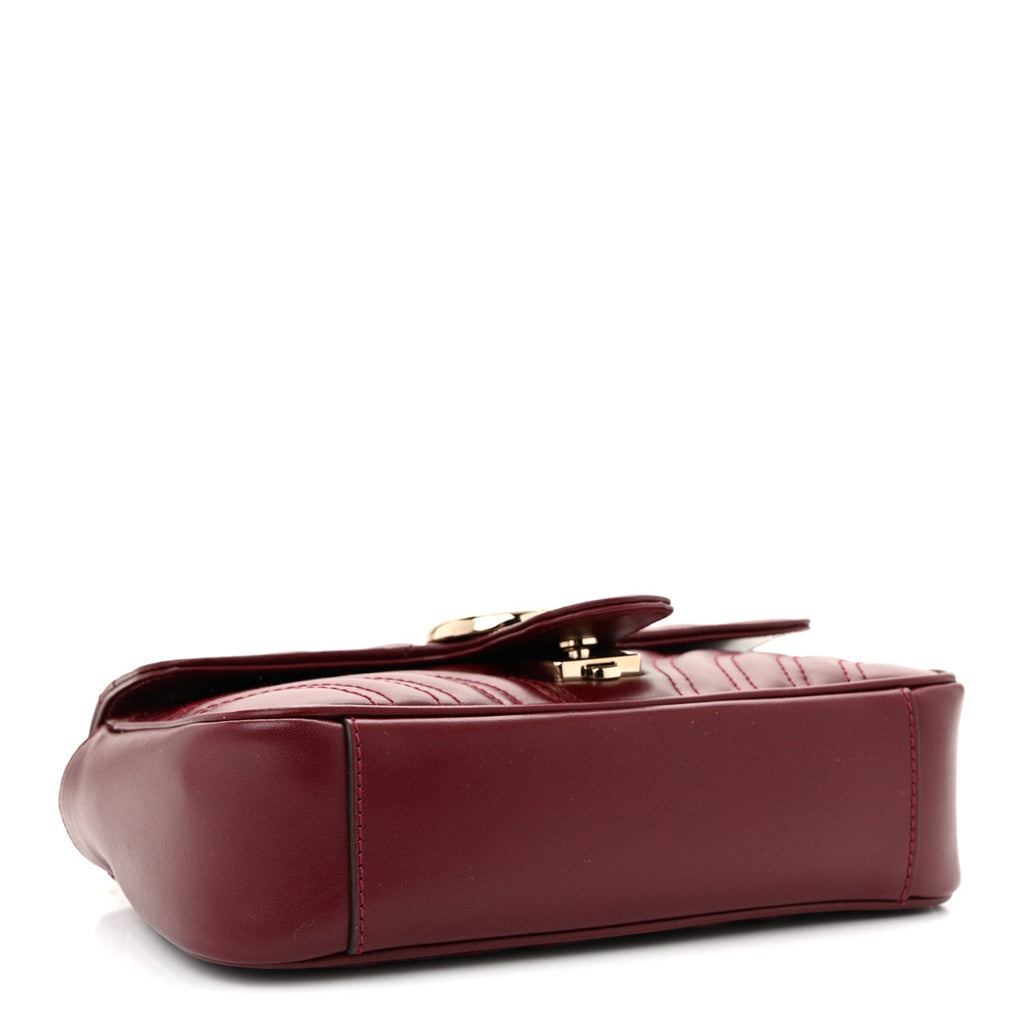 Gucci Calfskin Matelasse Mini GG Marmont Shoulder Bag Rosso Ancora