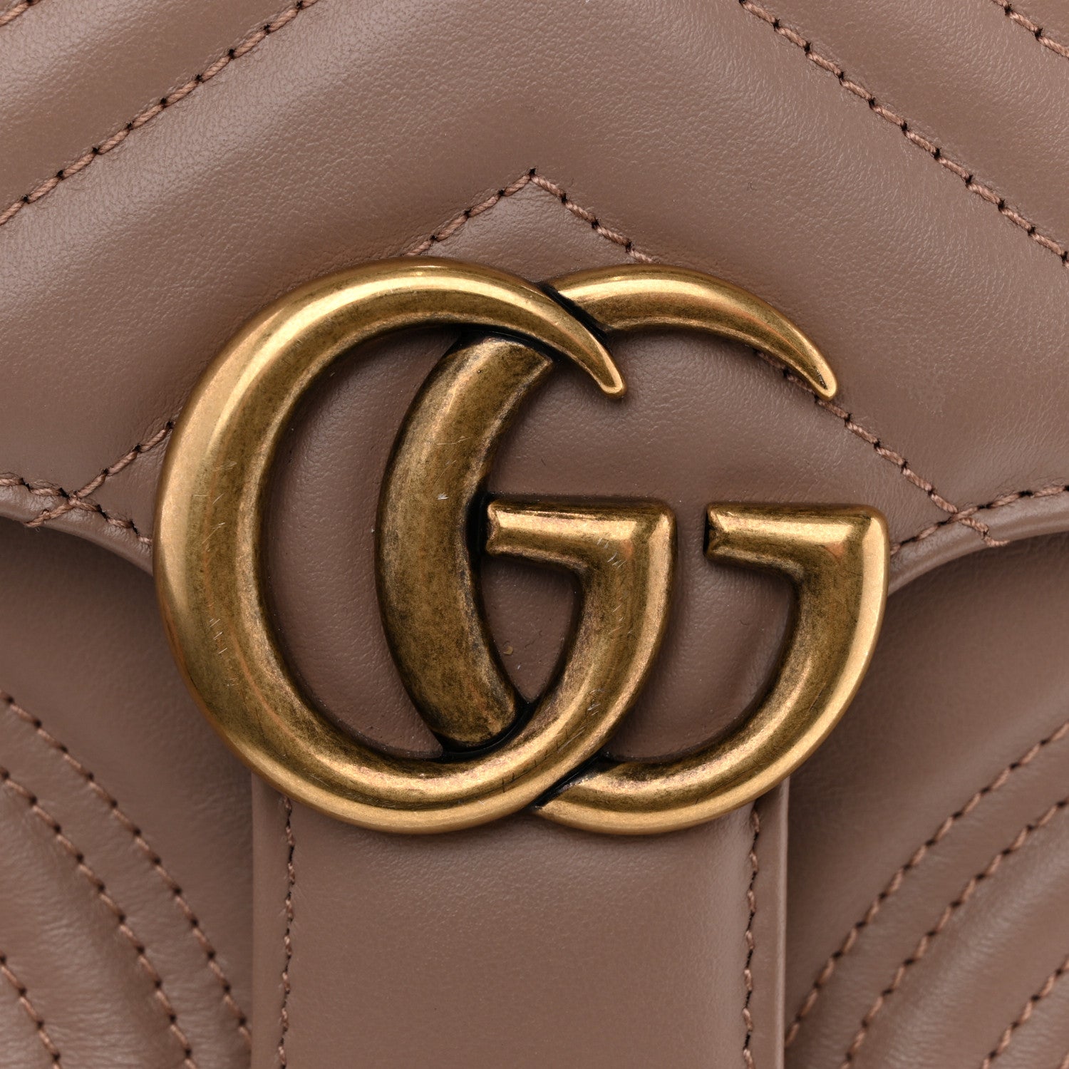 Gucci Calfskin Matelasse Mini GG Marmont Top Handle Shoulder Bag Porcelain Rose