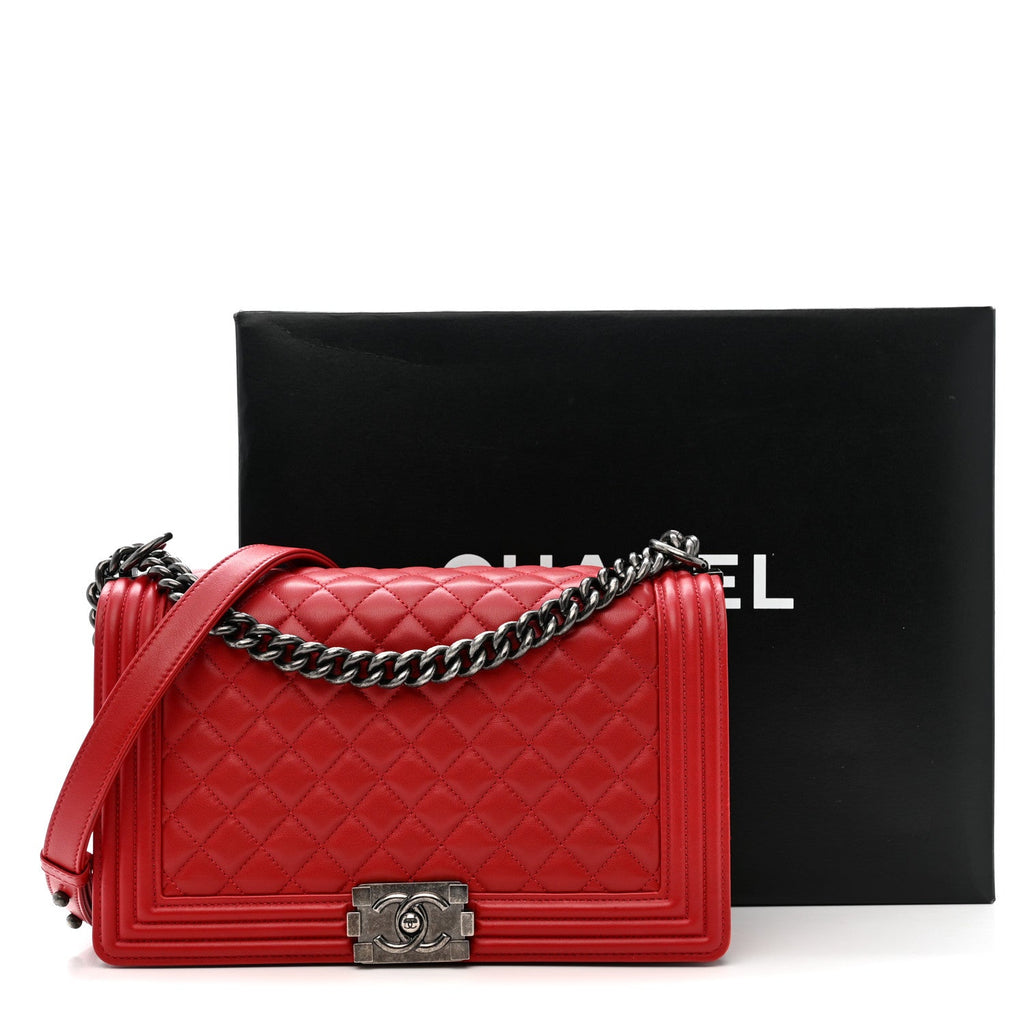 Chanel Lambskin Quilted New Medium Boy Flap Red