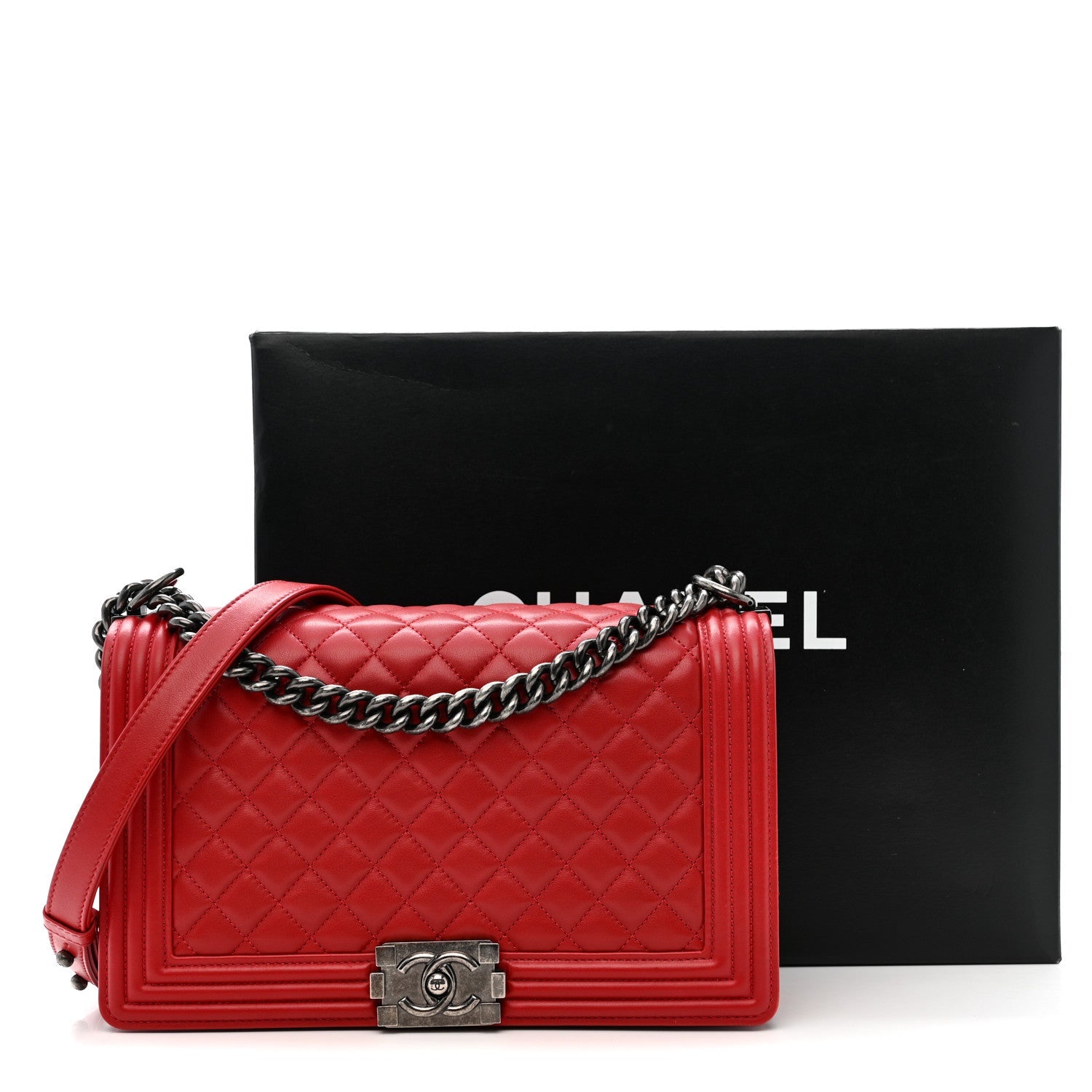 Chanel Lambskin Quilted New Medium Boy Flap Red