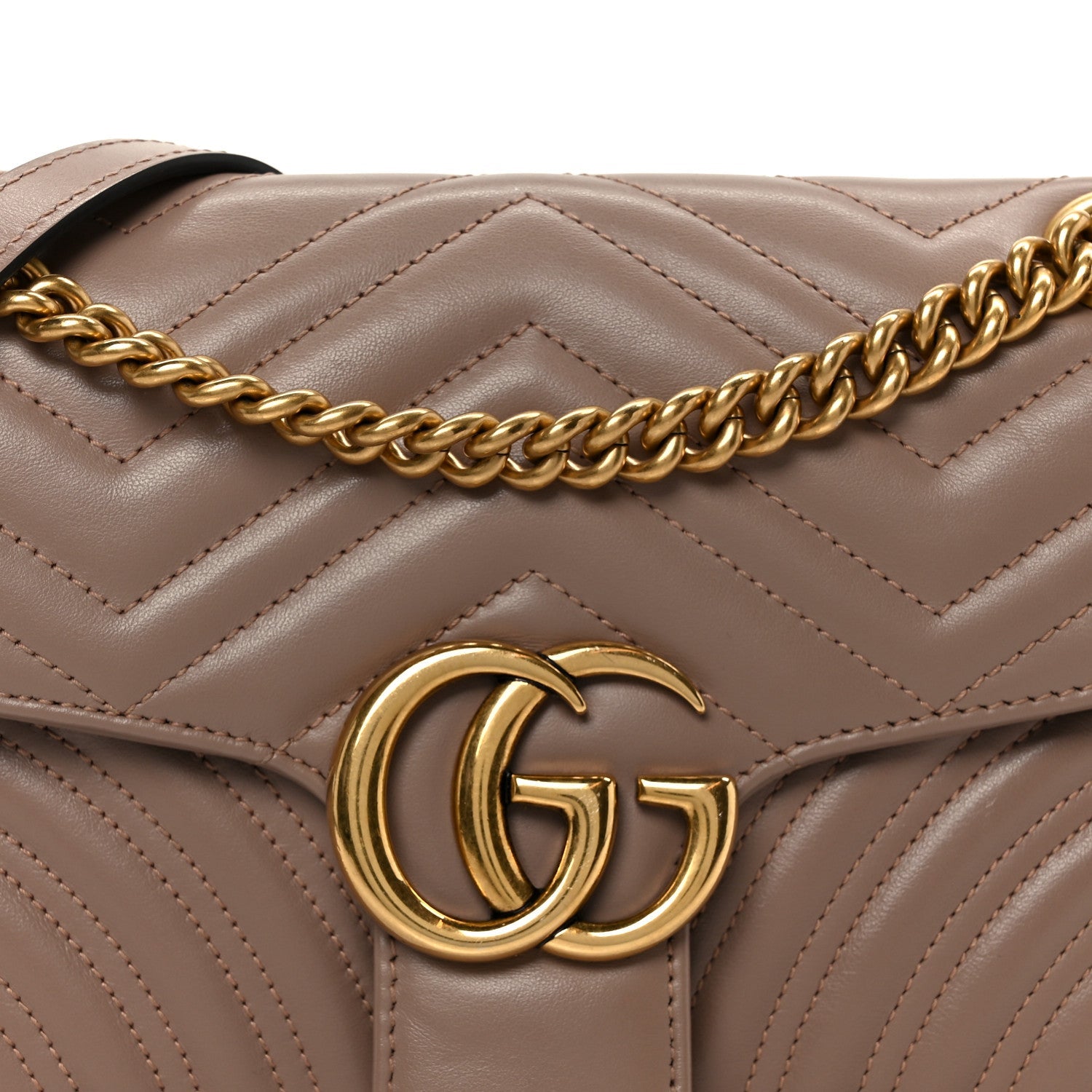 Gucci Calfskin Matelasse Small GG Marmont Shoulder Bag Porcelain Rose