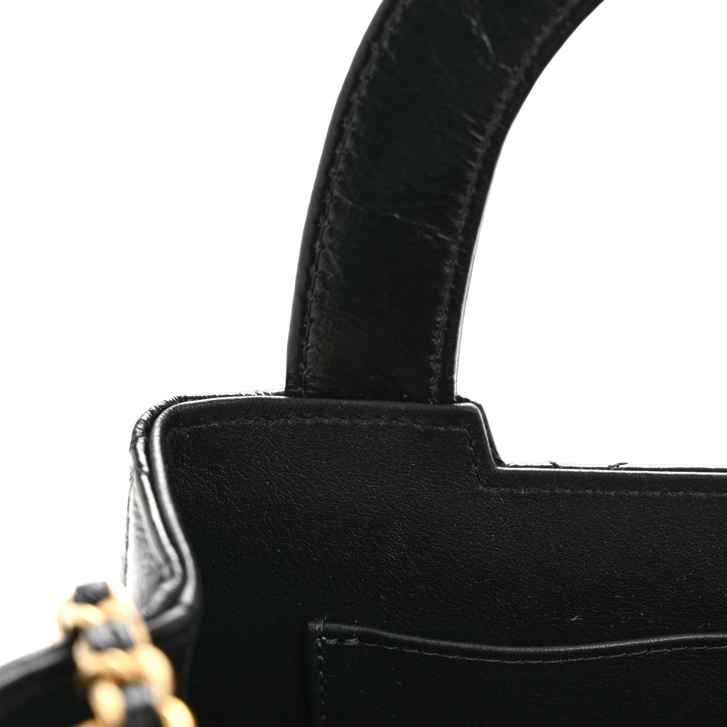 Chanel Shiny Aged Calfskin Quilted Nano Kelly Shopper Black