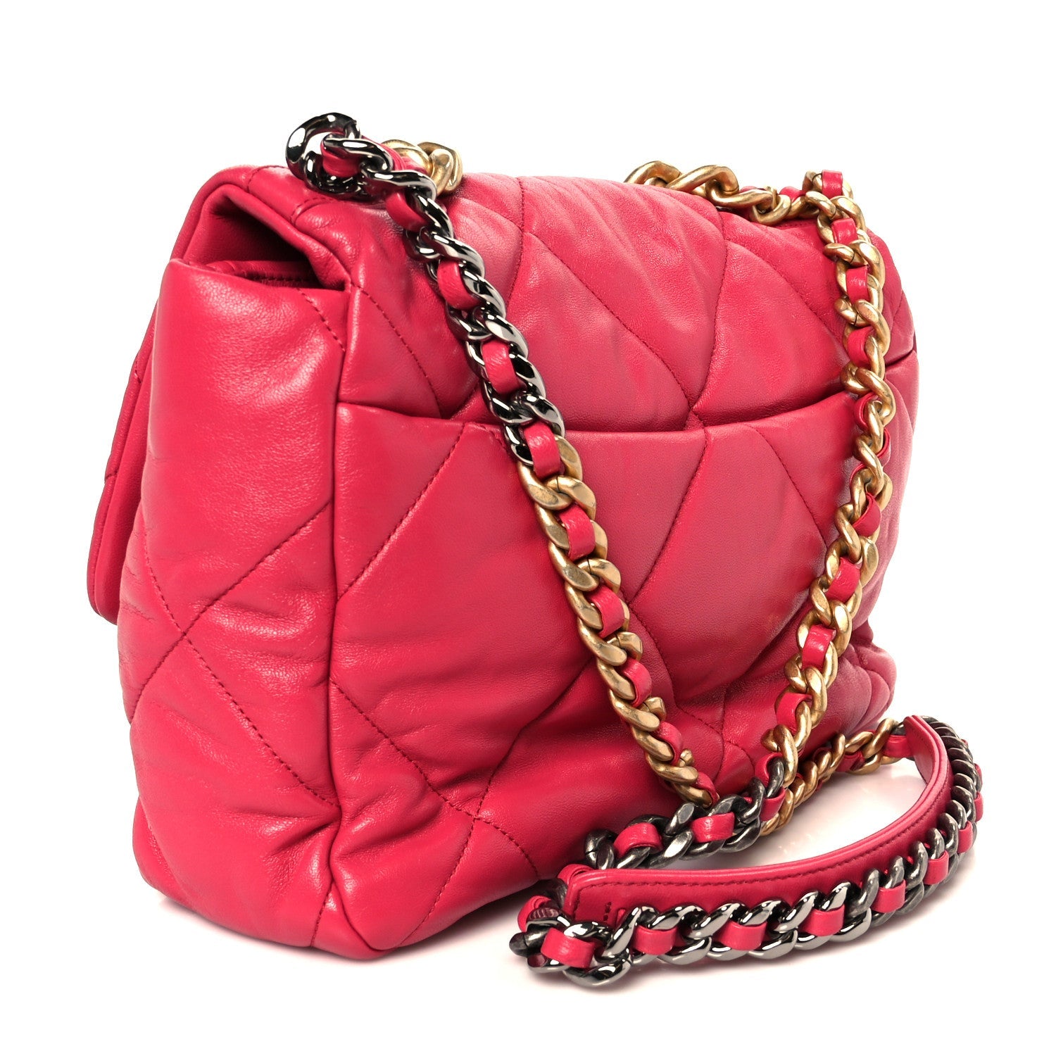 Chanel Goatskin Quilted Large Chanel 19 Flap Dark Pink