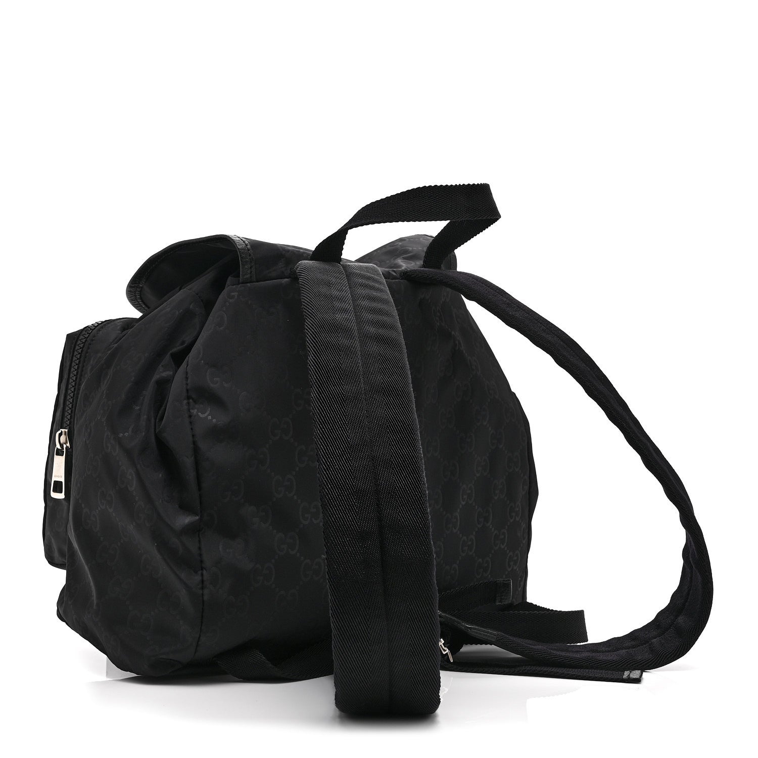 Gucci Nylon Monogram Medium Light Single Buckle Backpack Black