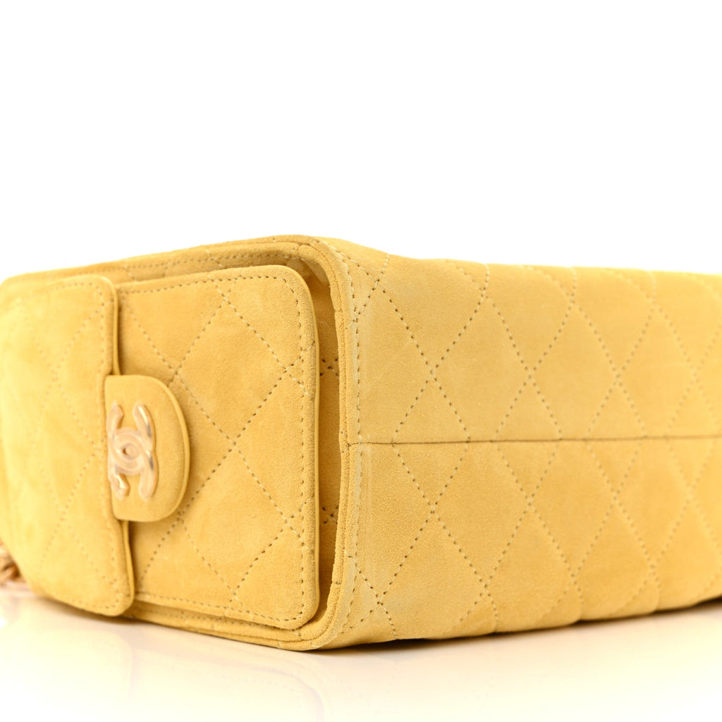 Chanel Suede Quilted Mini Chanel 25 Handbag Yellow