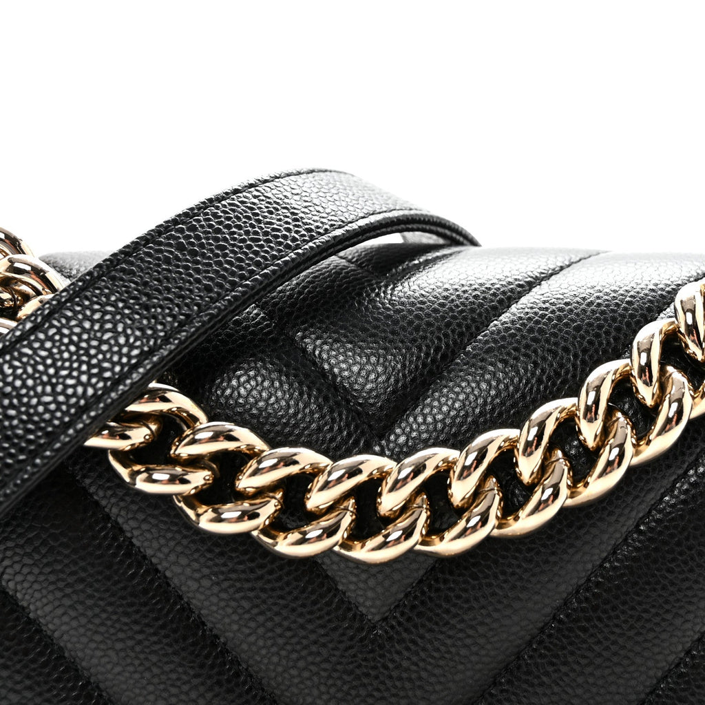 Chanel Caviar Chevron Quilted Small Boy Flap Black