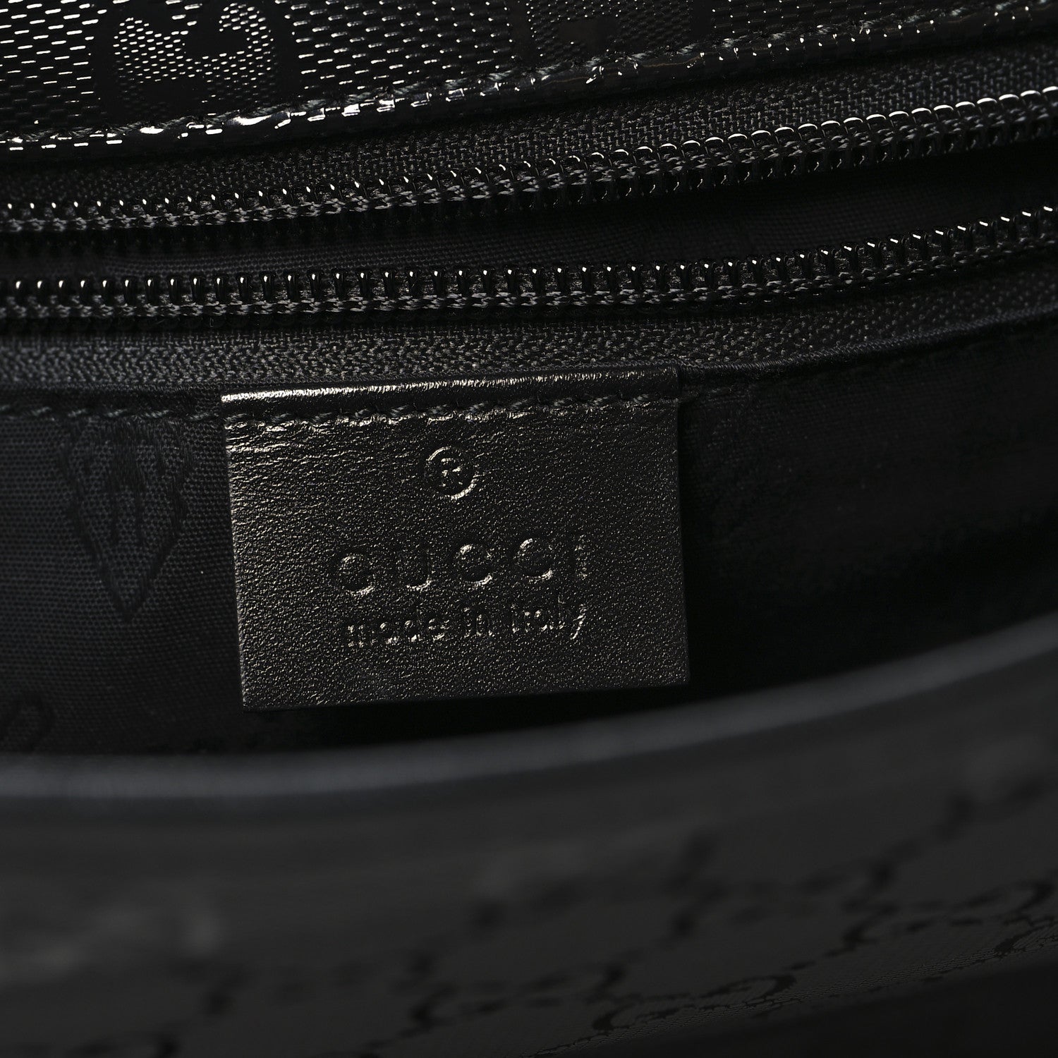 Gucci Imprime Monogram Medium Double Buckle Flap Messenger Bag Black