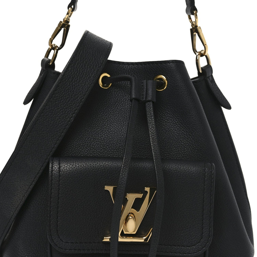 Louis Vuitton Calfskin Lockme Bucket MM Black