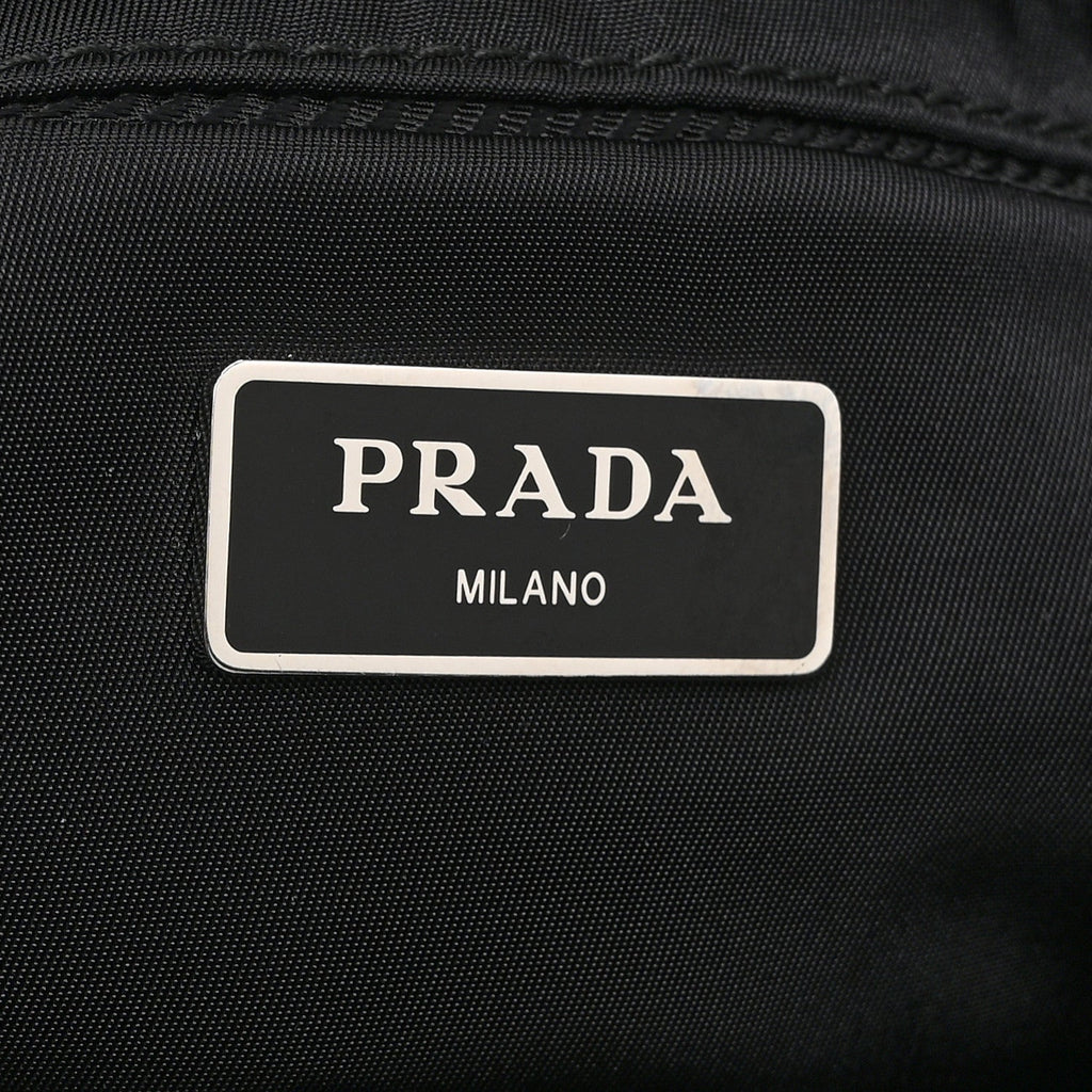 Prada Re-Nylon Nappa Triangle Quilted Padded Small Double Handled Zip Tote Black