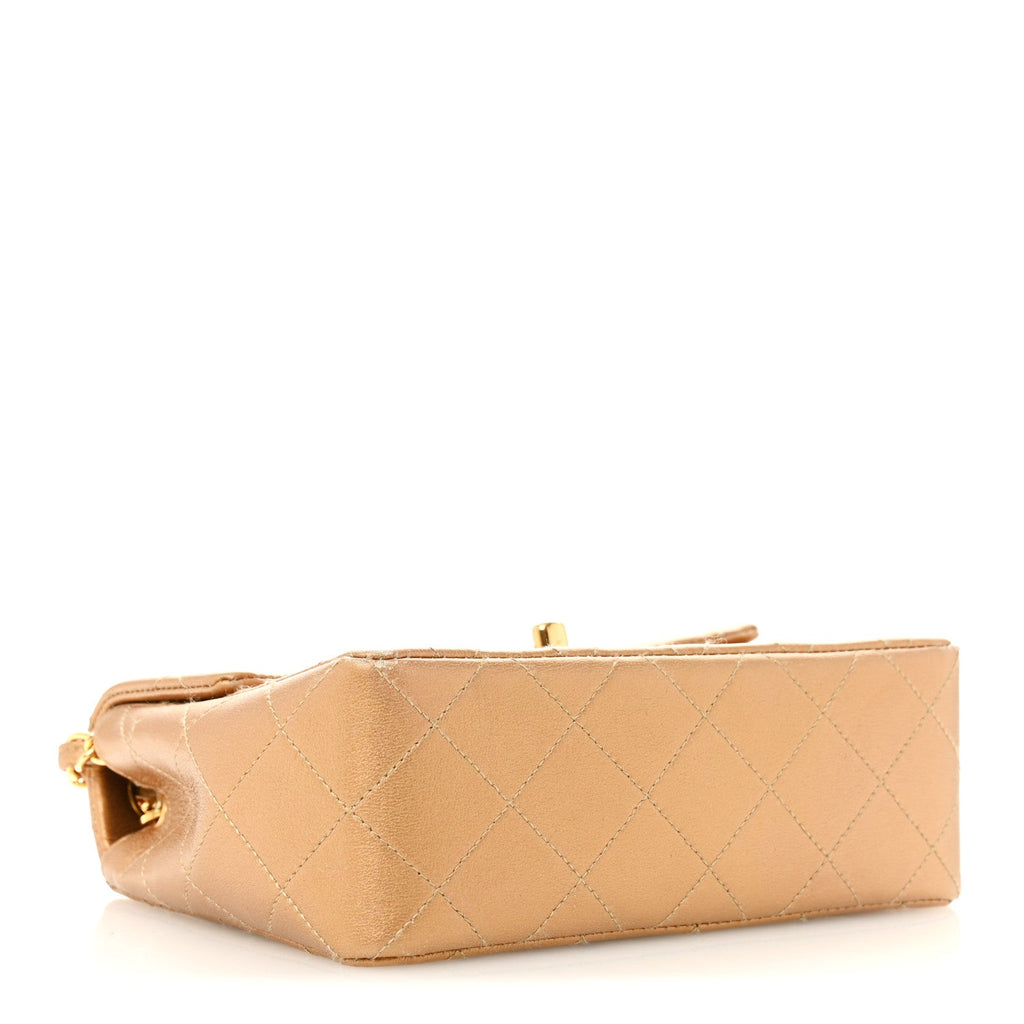 Chanel Metallic Lambskin Quilted Mini Square Flap Bronze