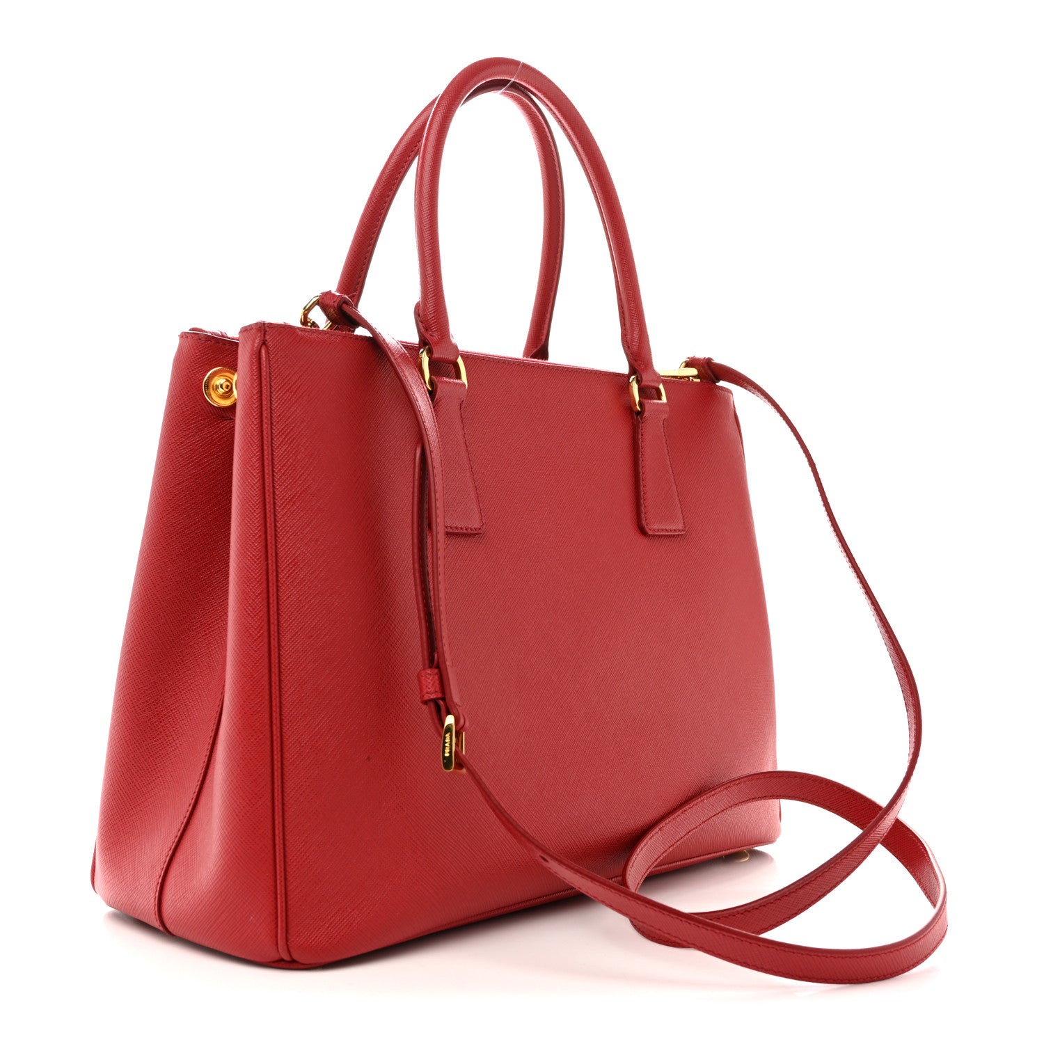 Prada Saffiano Lux Large Galleria Double Zip Tote Fuoco