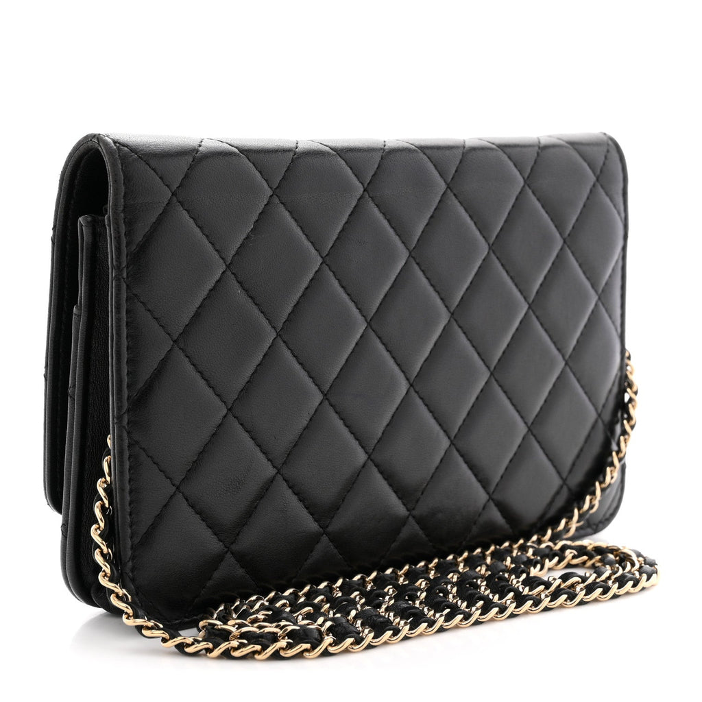 Chanel Lambskin Quilted Golden Class Wallet on Chain WOC Black