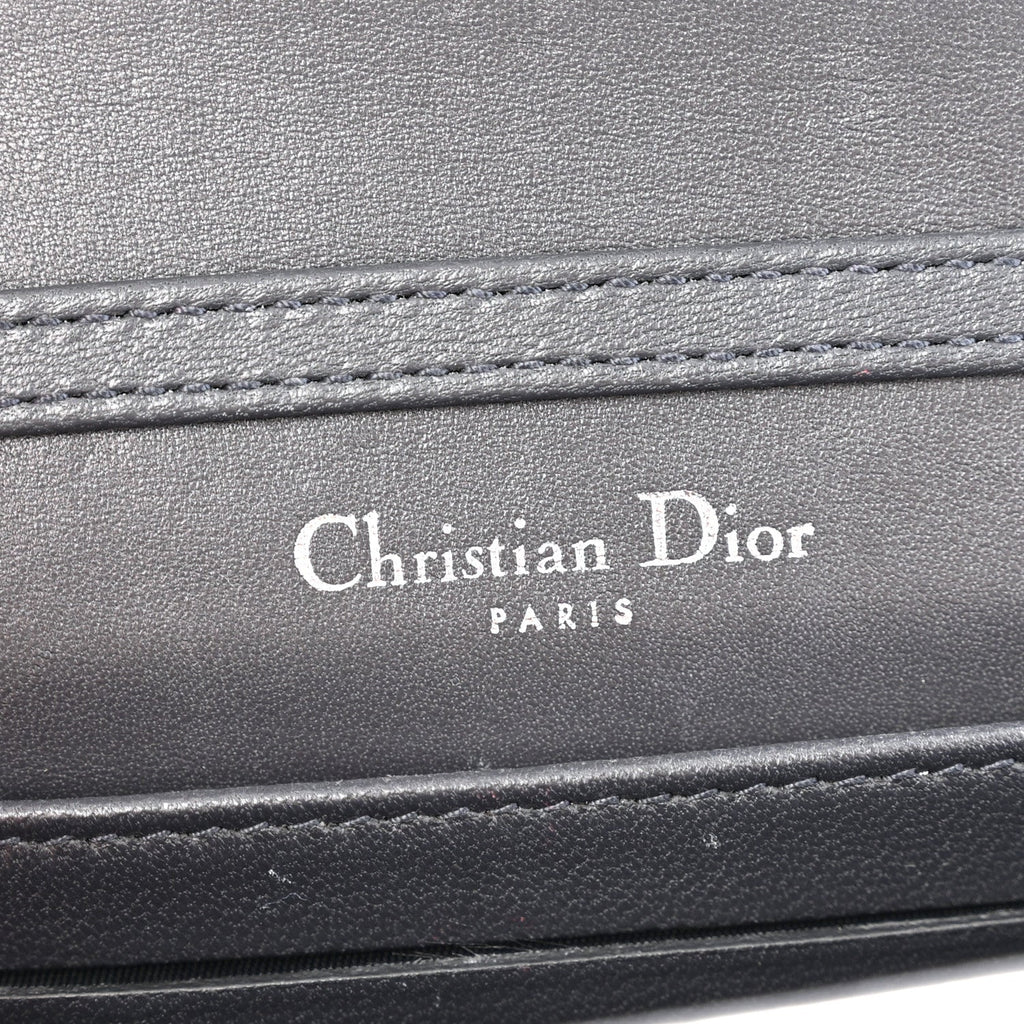 Christian Dior Metallic Patent Micro-Cannage Baby Diorama Flap Bag Silver
