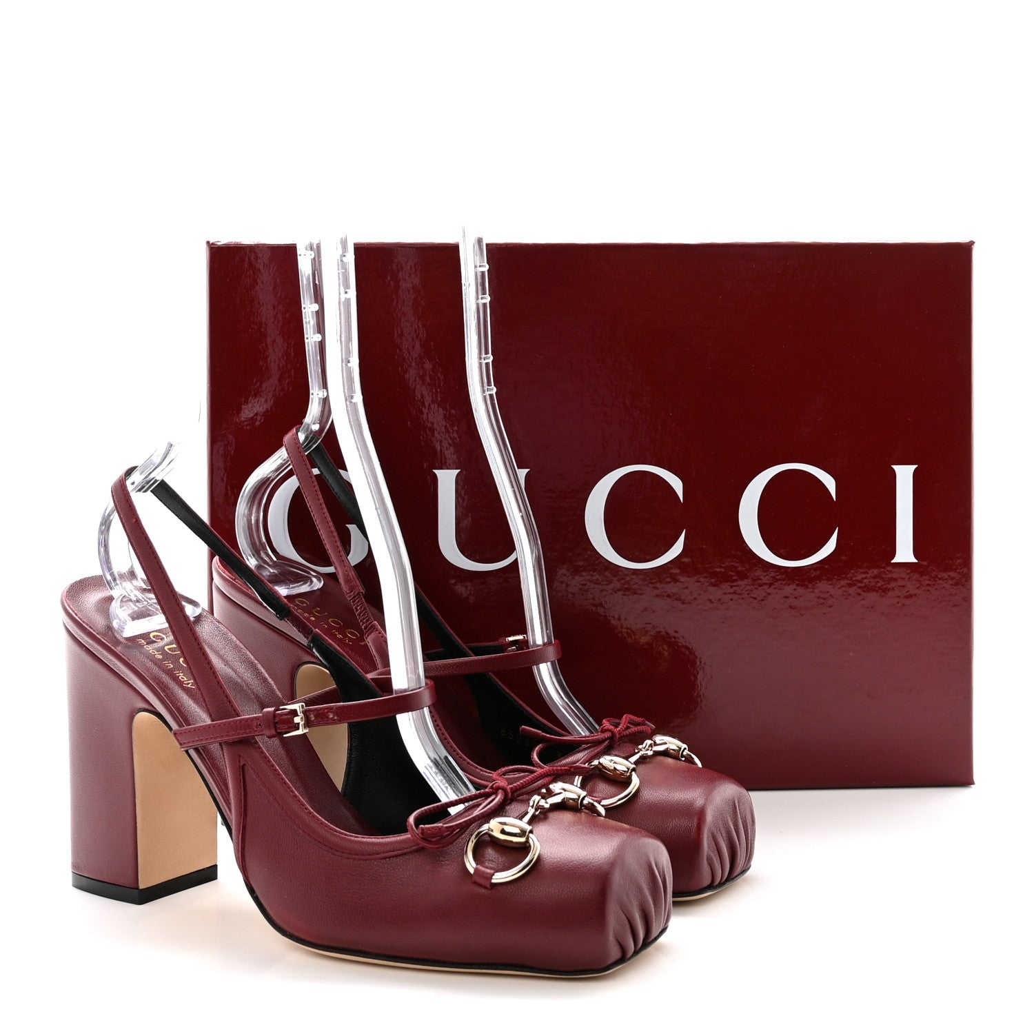 Gucci Nappa Charlotte Horsebit Ballet Mary Jane Pumps 38 Rosso Ancora Red