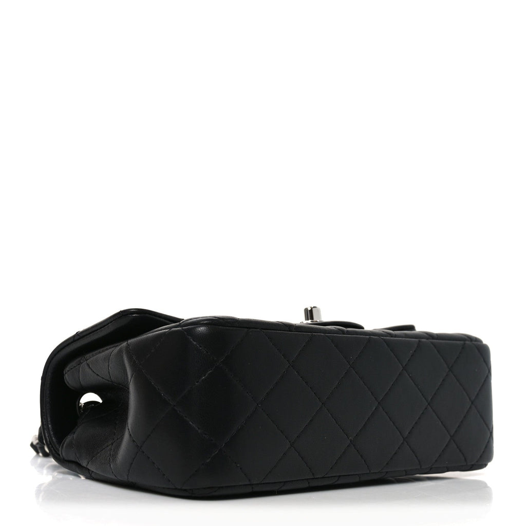 Chanel Lambskin Quilted Mini Rectangular Flap Black