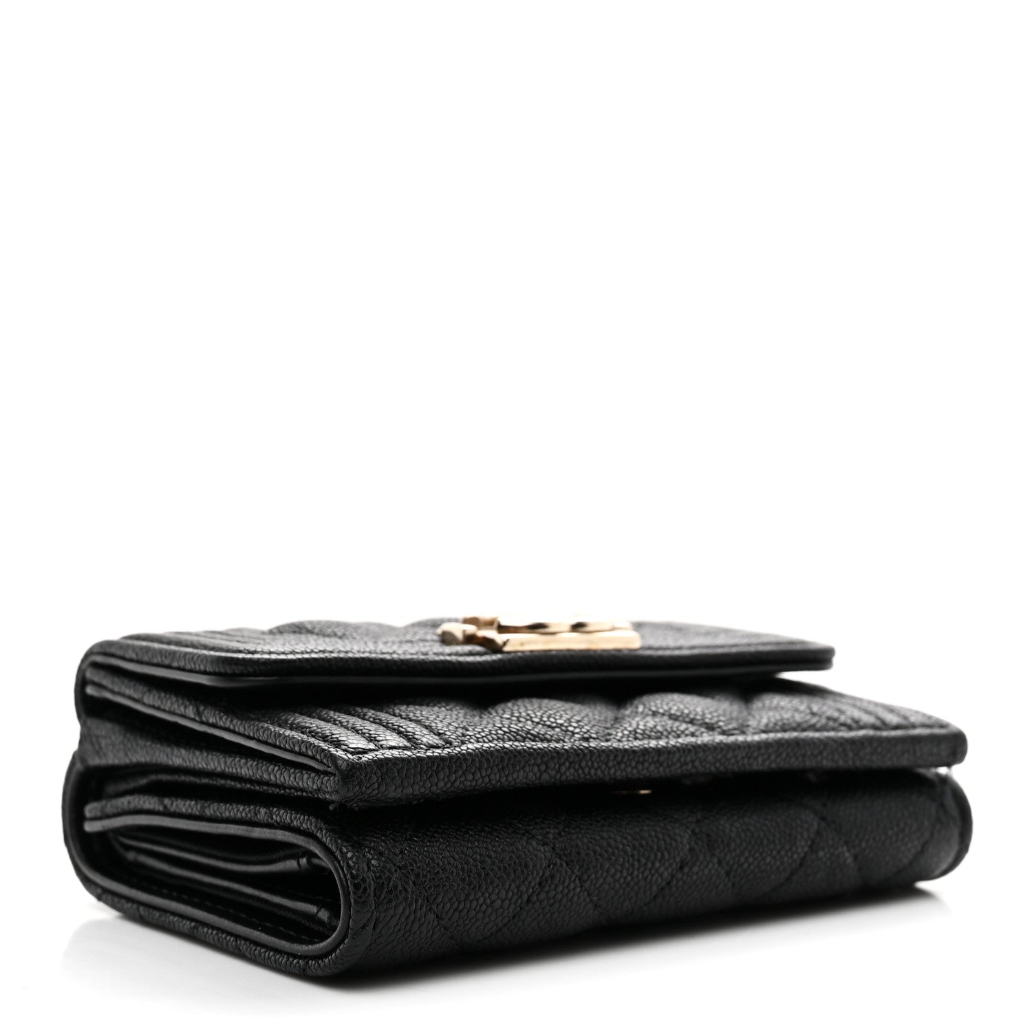Caviar Quilted Small Boy Flap Wallet Black