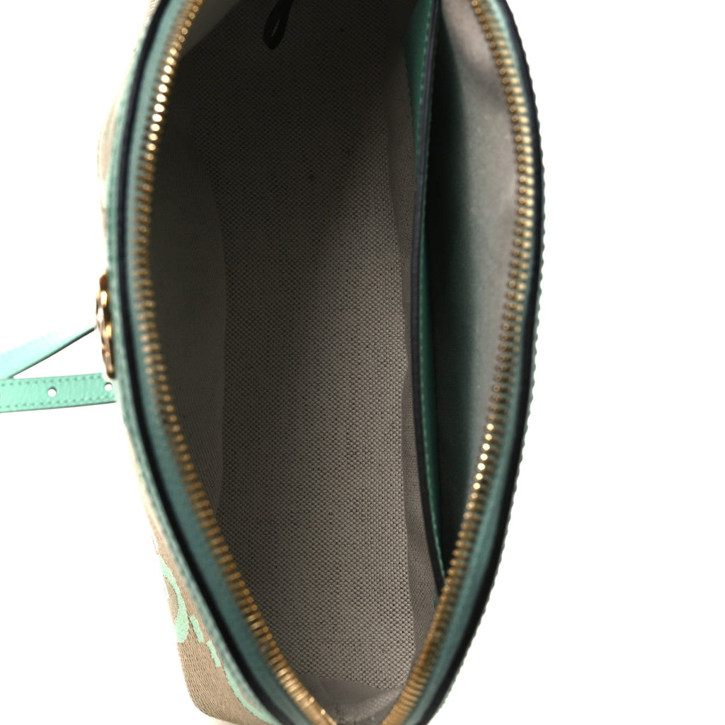 Gucci Monogram Jumbo GG Textured Dollar Calfskin Small Ophidia Dome Shoulder Bag Beige Pepperlight Mint