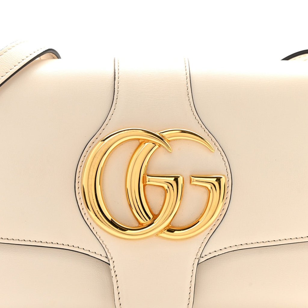 Gucci Calfskin Small Arli Flap Shoulder Bag Mystic White