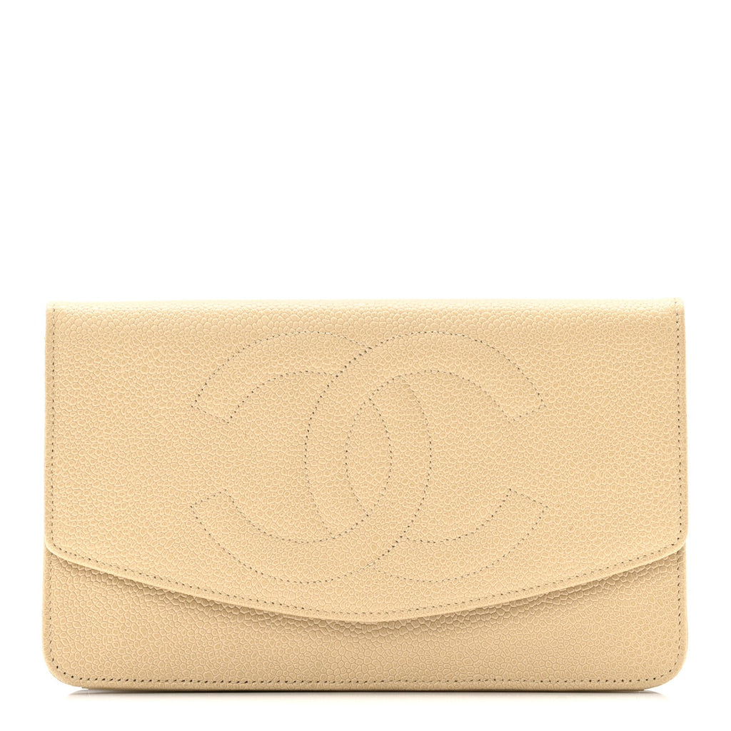 Caviar CC Timeless Flap Wallet Beige