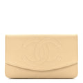 Caviar CC Timeless Flap Wallet Beige