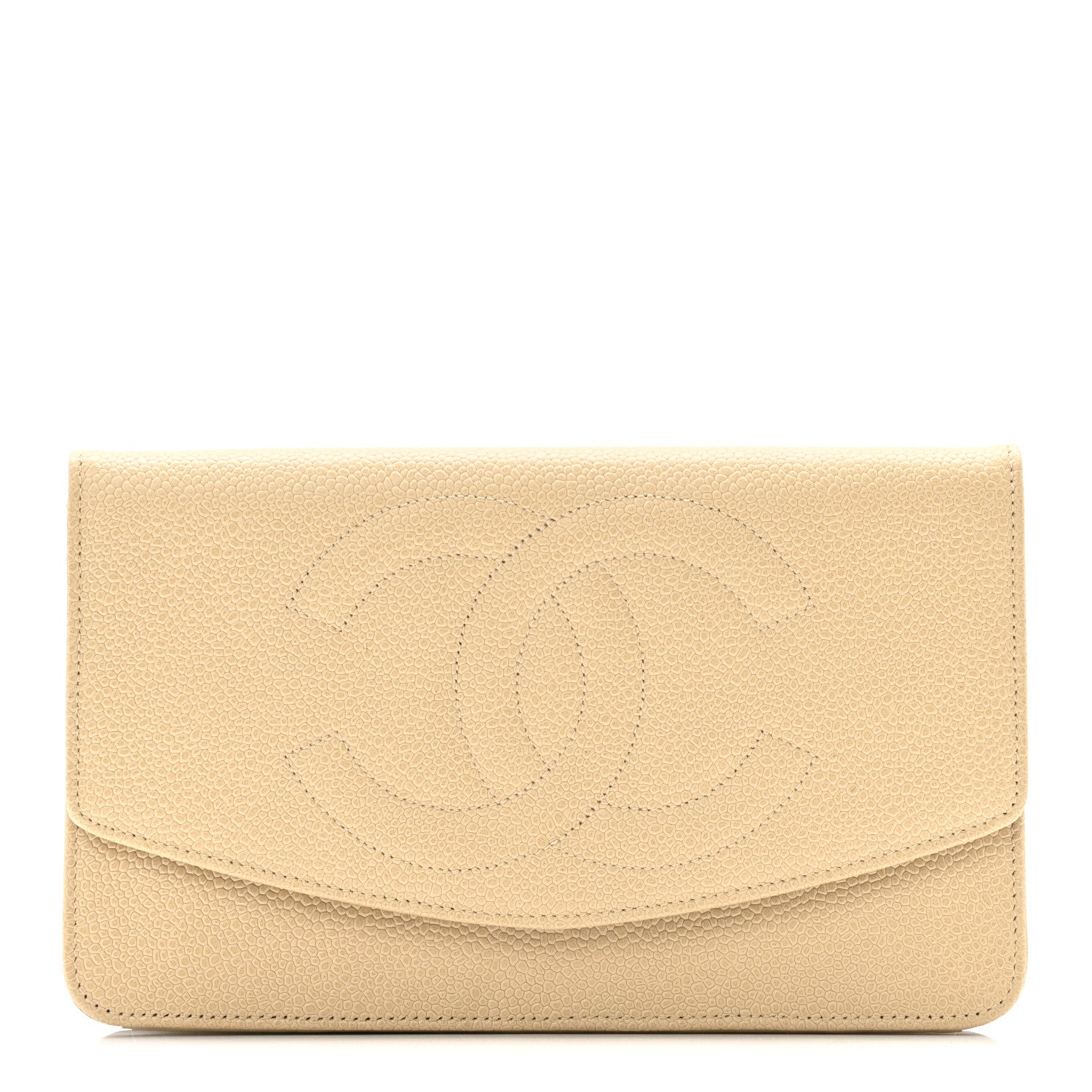 Caviar CC Timeless Flap Wallet Beige