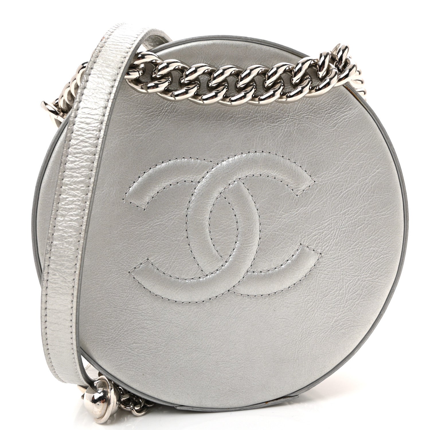 Chanel Metallic Glazed Calfskin Round As Earth Evening Bag Silver