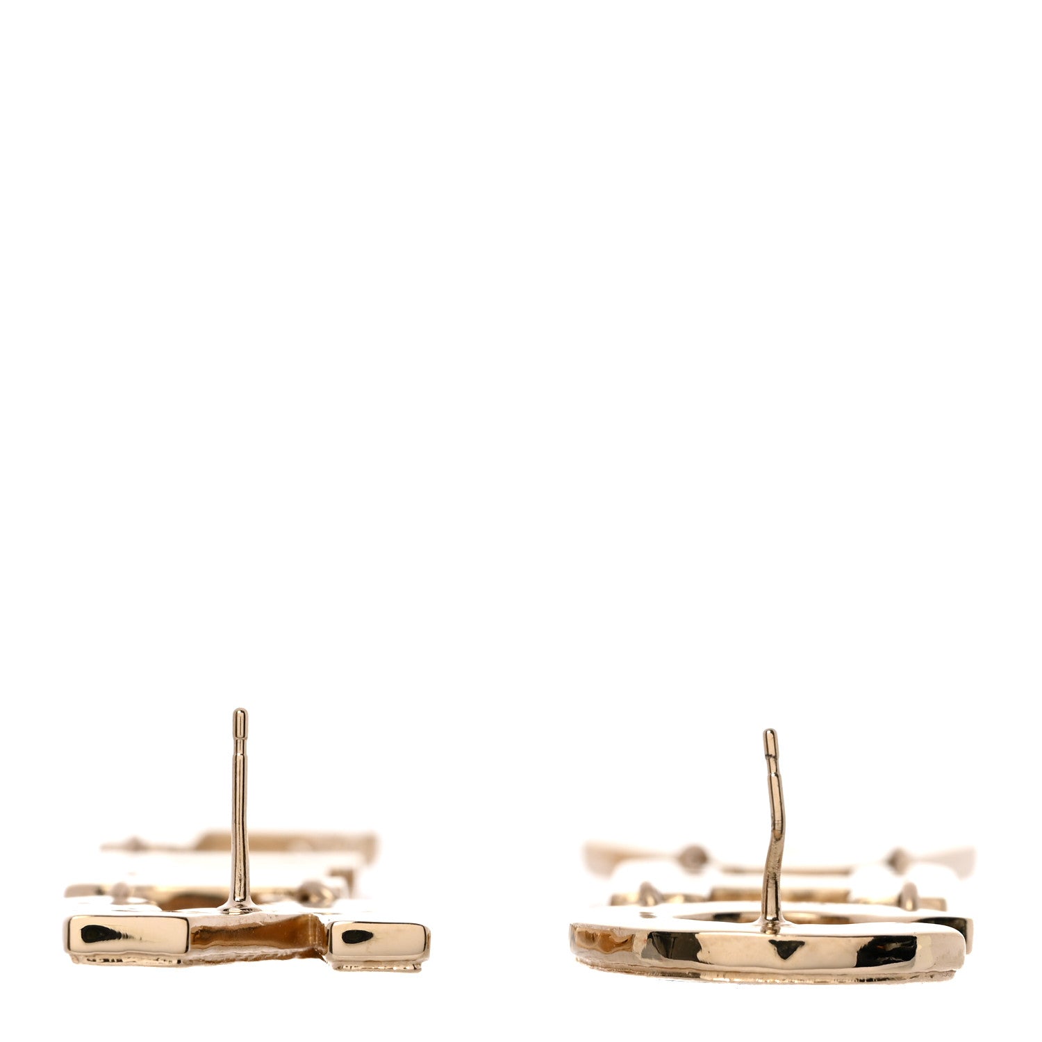Metal Enamel Cha-Nel Logo Drop Earrings Black White