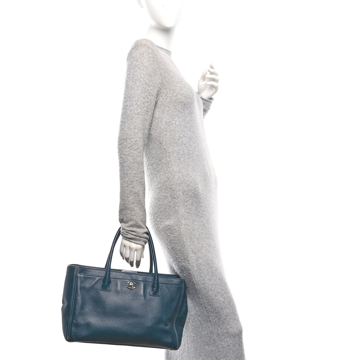Chanel Calfskin Cerf Executive Shopper Tote Blue