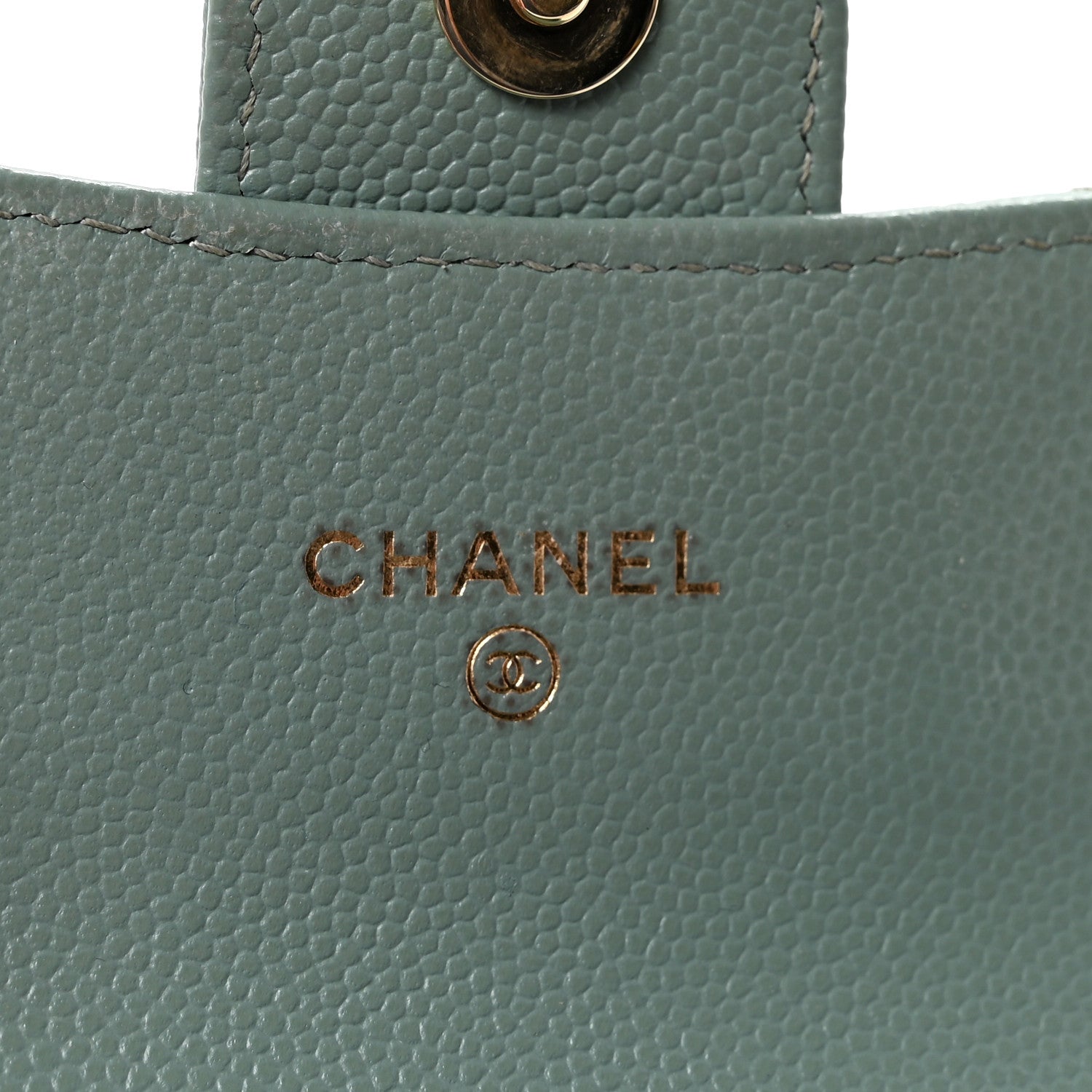 Chanel Caviar Quilted Mini Clutch With Chain Light Green