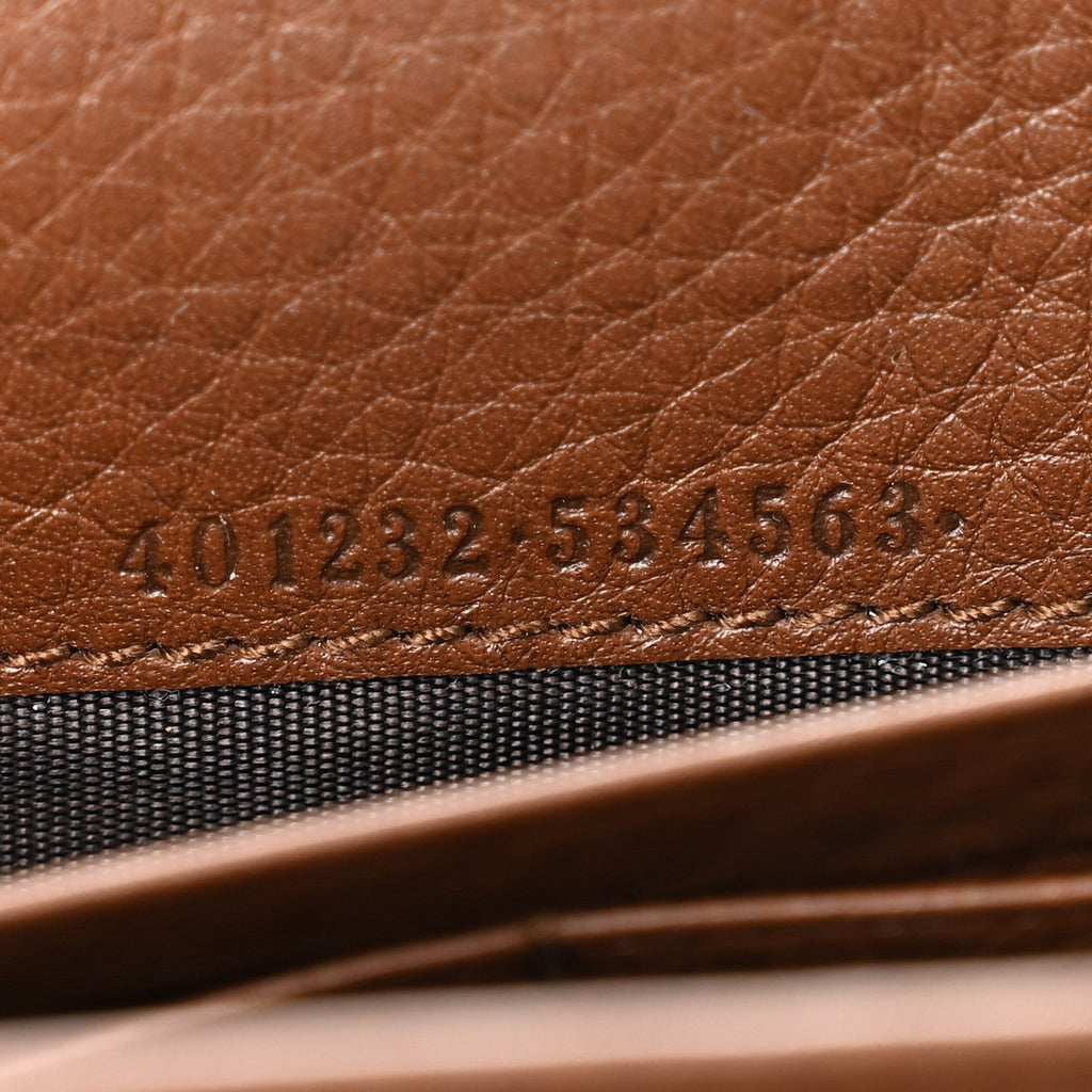 Gucci Cellarius Calfskin GG Marmont Chain Wallet Nut Brown