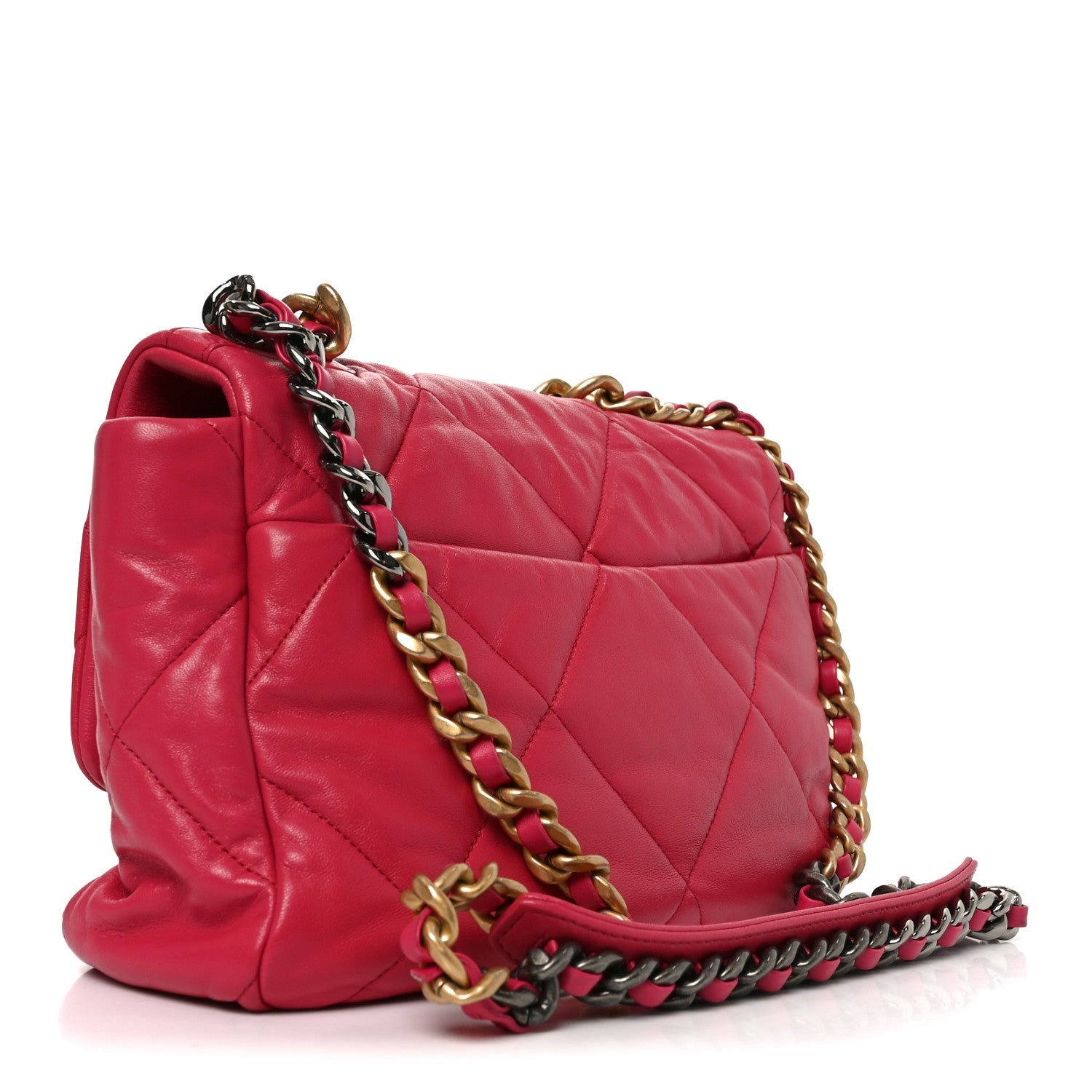 Chanel Goatskin Quilted Large Chanel 19 Flap Dark Pink