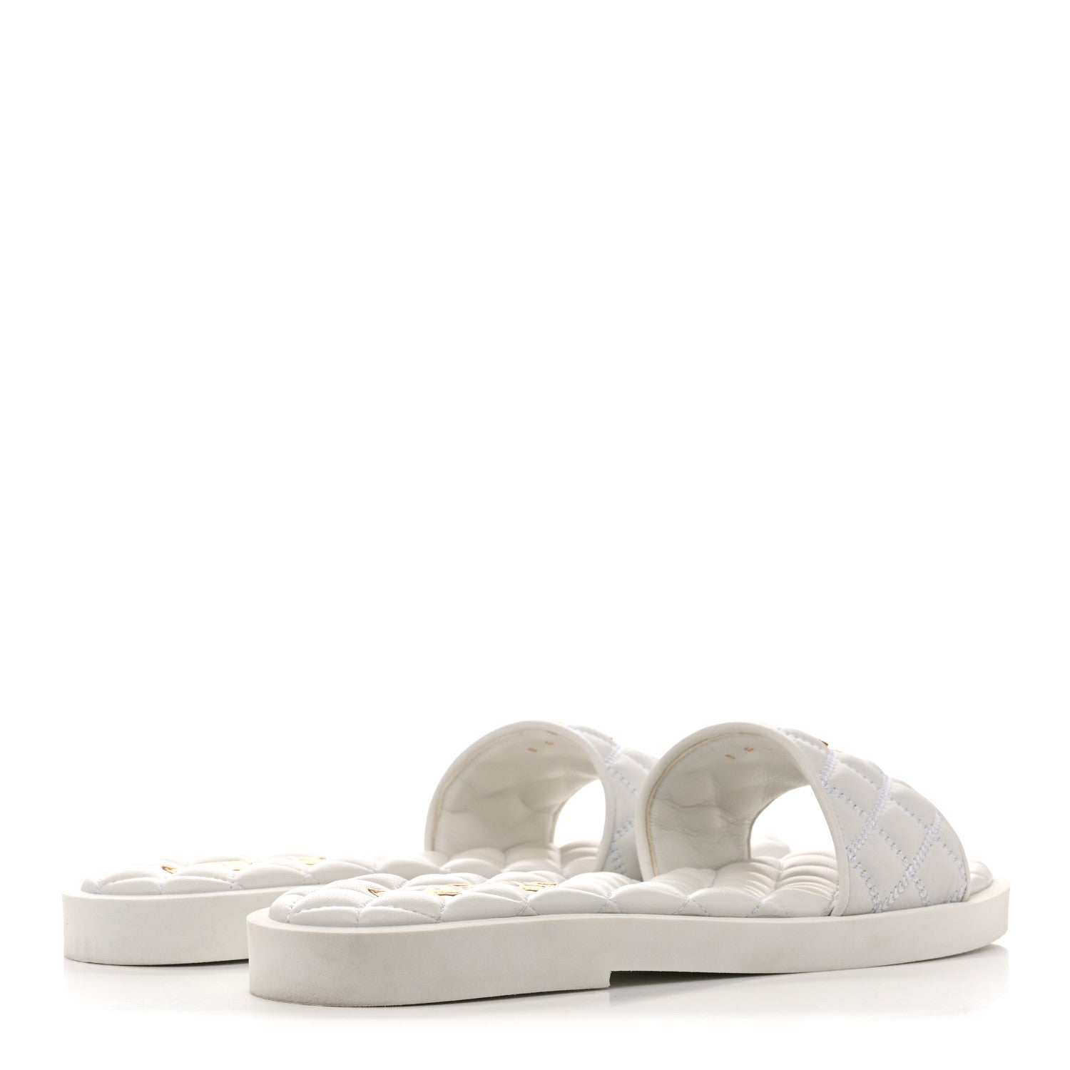Lambskin Quilted Textured CC Mules Sandals 41.5 White