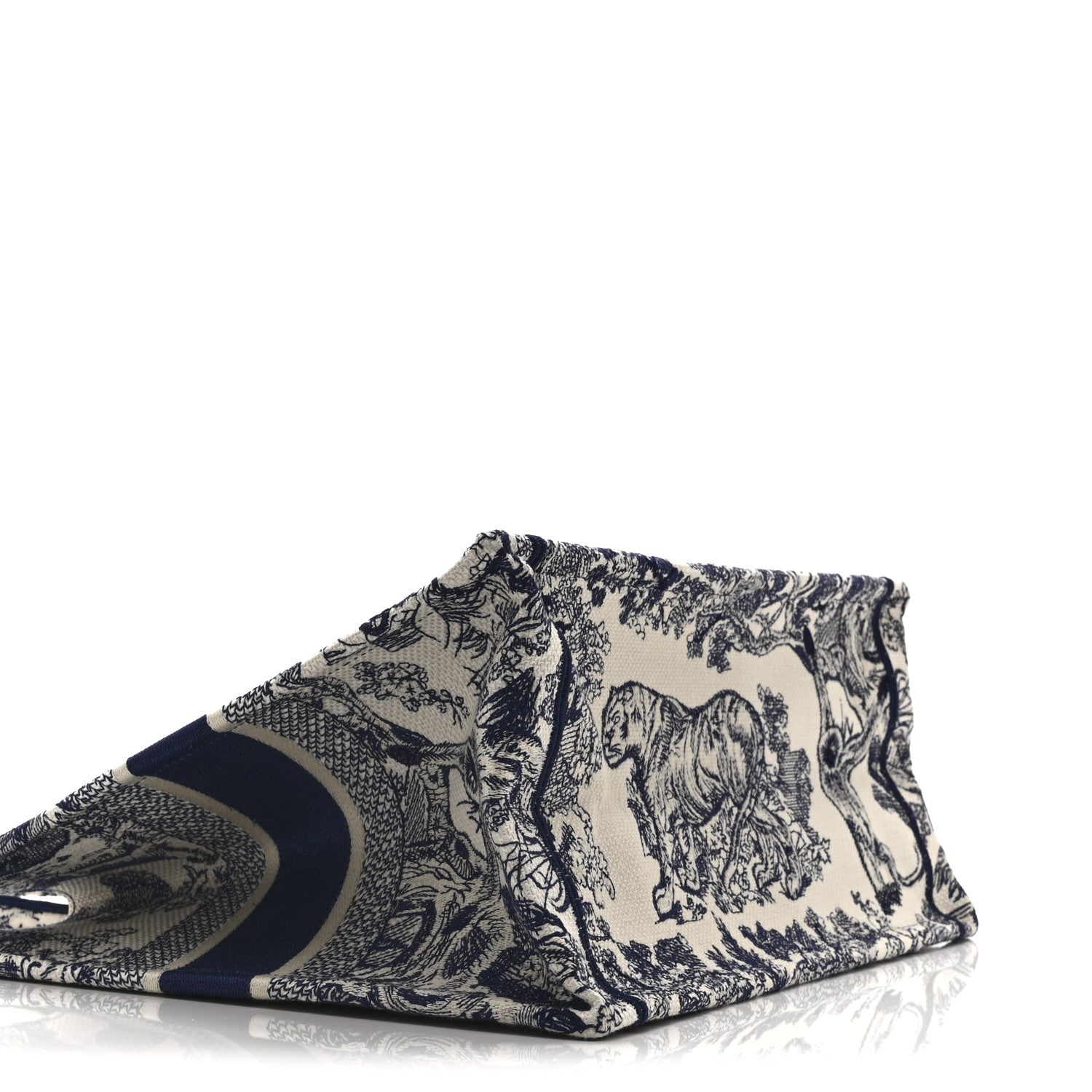 Christian Dior Canvas Embroidered Medium Dioriviera Toile De Jouy Book Tote Blue