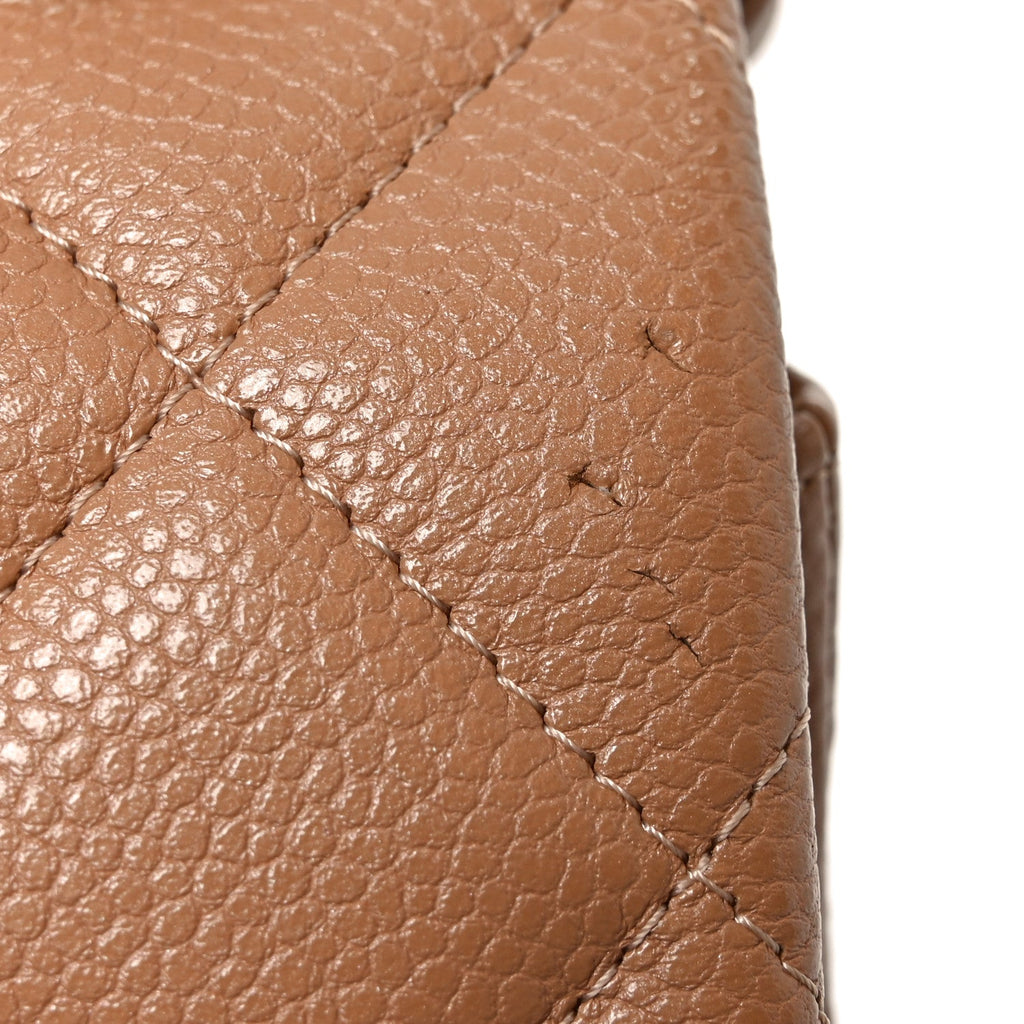 Chanel Caviar Quilted Jumbo Double Flap Beige