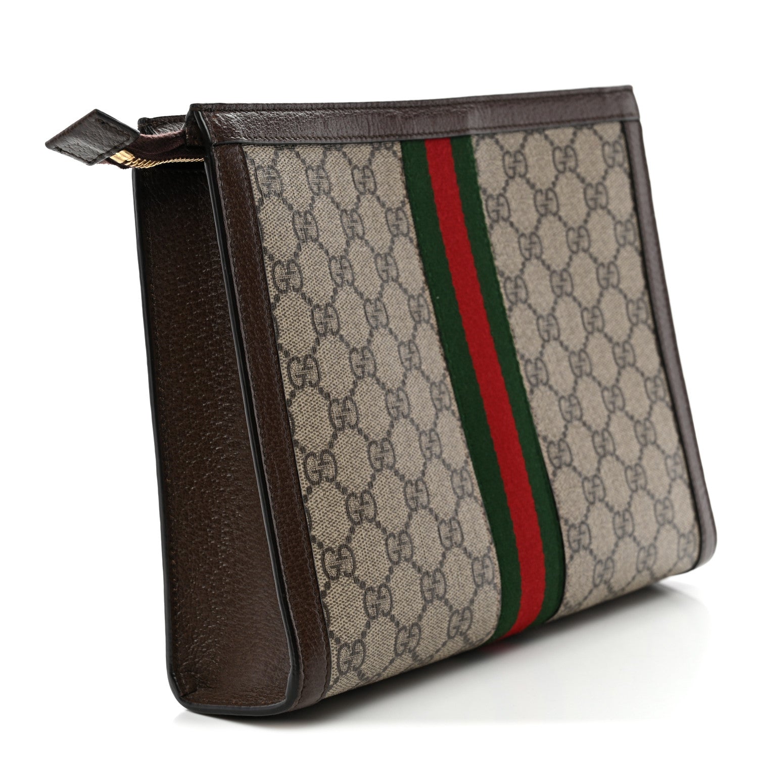 Gucci GG Supreme Monogram Web Ophidia Pouch Brown