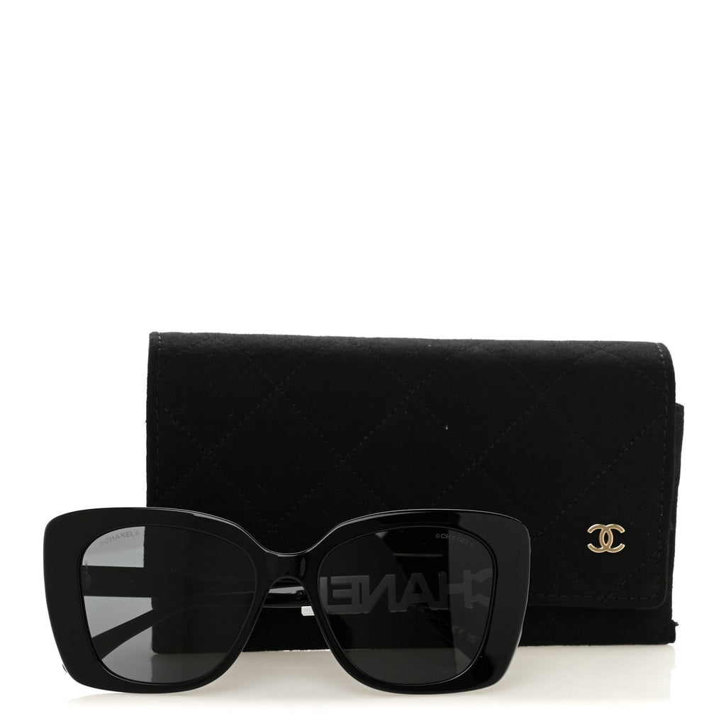 Acetate Strass Square Sunglasses 5422-B-A Black White