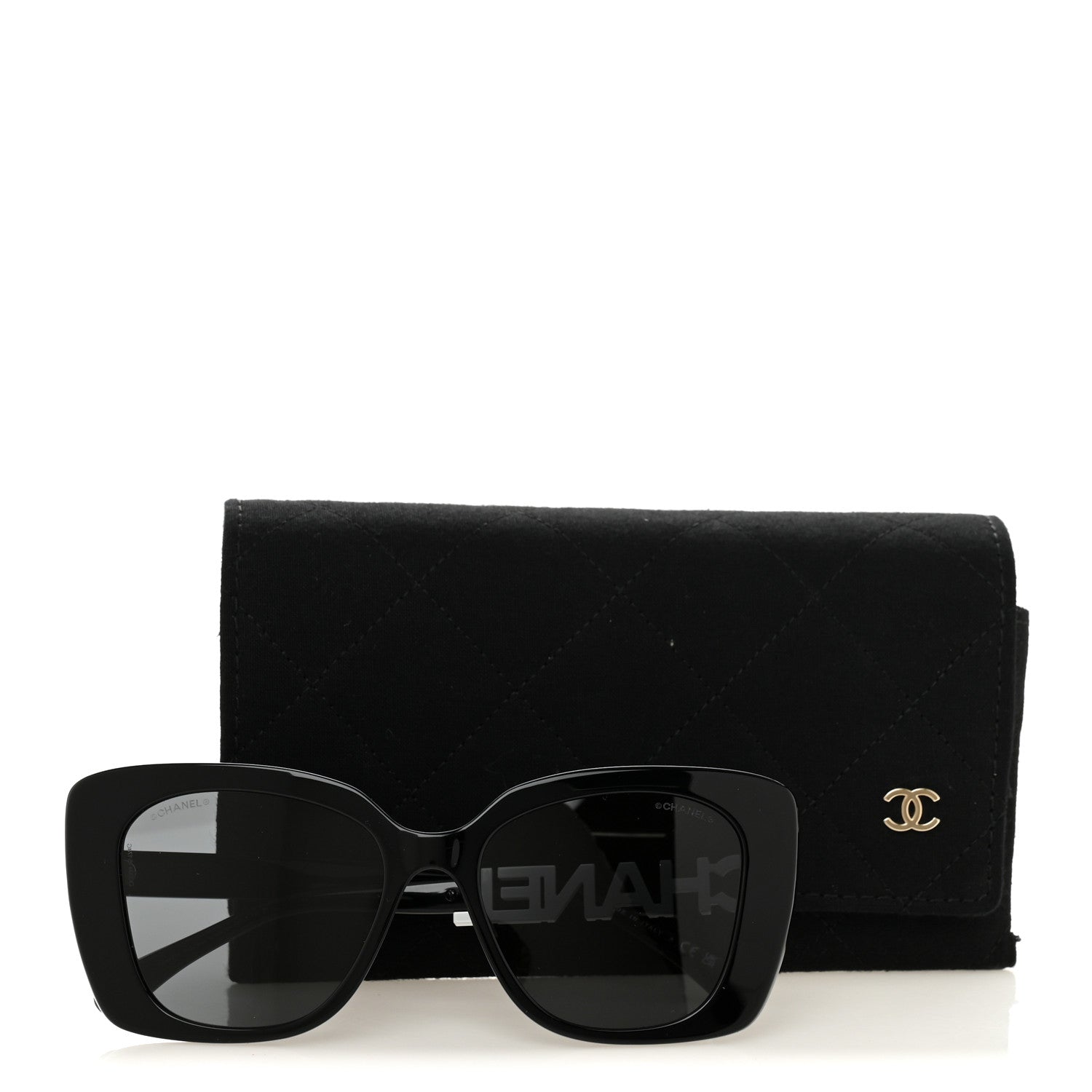 Acetate Strass Square Sunglasses 5422-B-A Black White