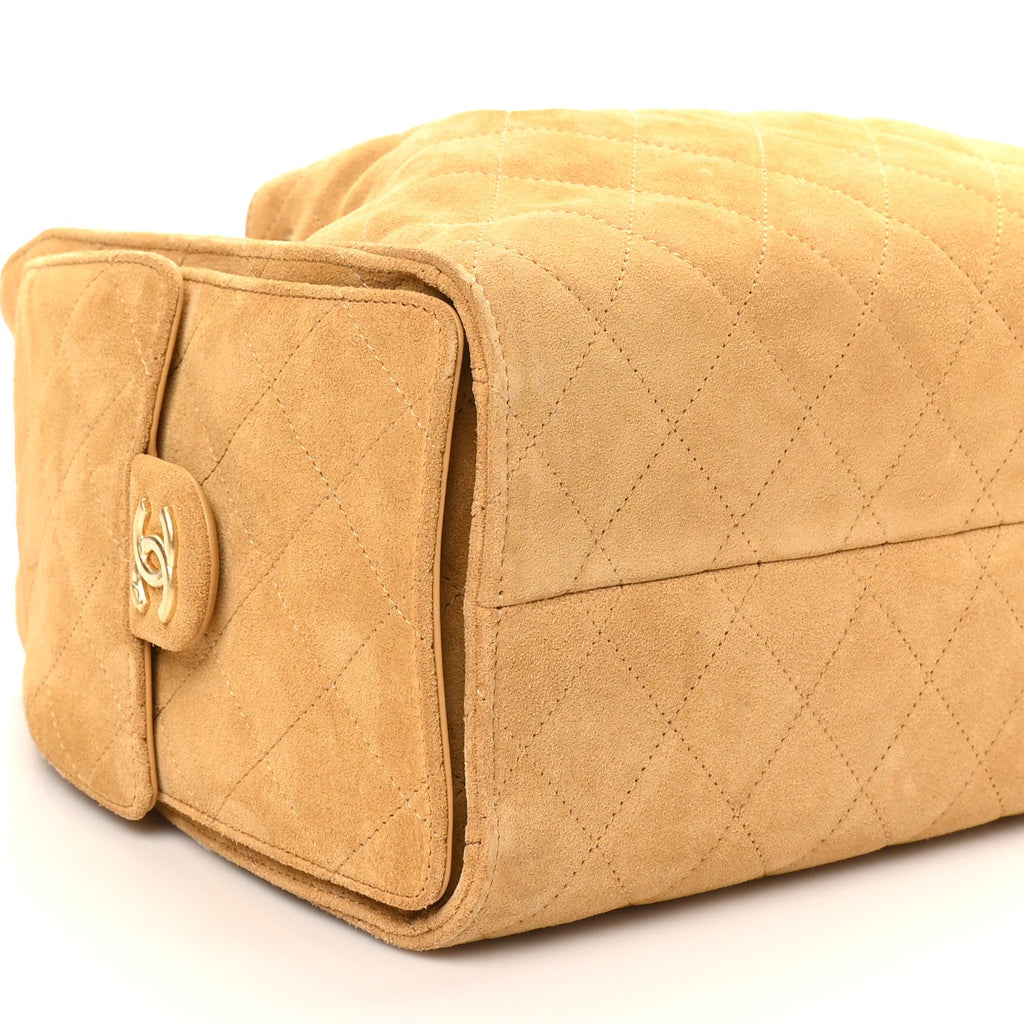Chanel Suede Quilted Small Chanel 25 Handbag Beige