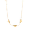 Crystal Pearl CC Heart Choker Necklace Gold