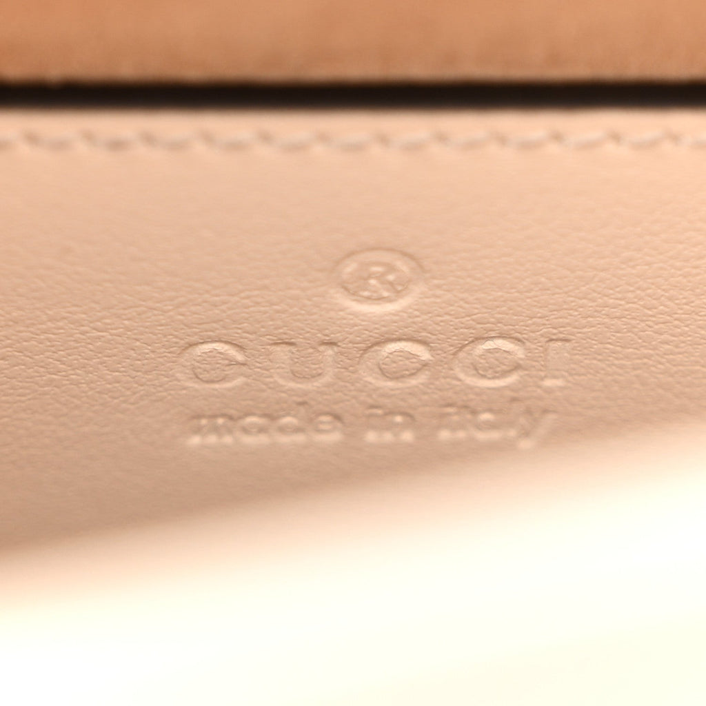 Gucci Calfskin Matelasse Mini GG Marmont Top Handle Shoulder Bag White