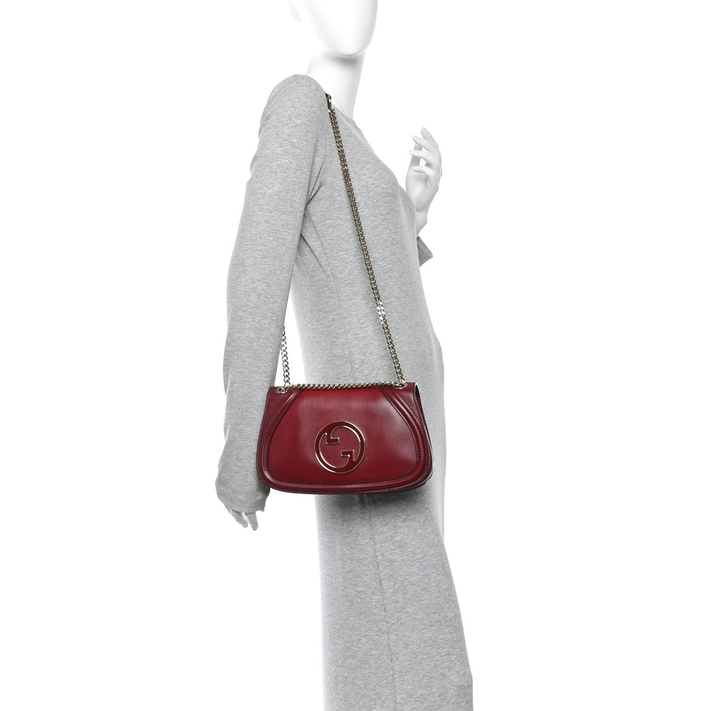 Gucci Calfskin Blondie Medium Shoulder Bag Dark Red
