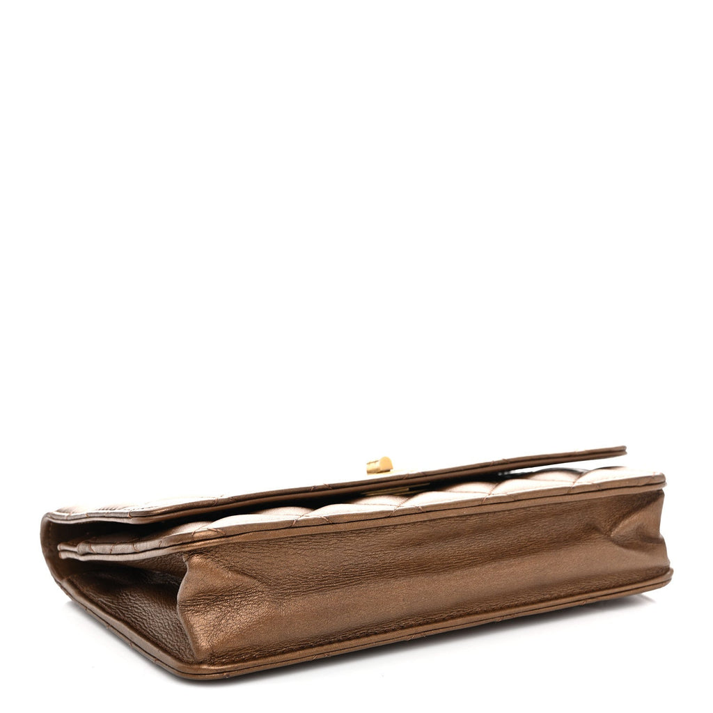 Chanel Metallic Calfskin Quilted 2.55 Reissue Wallet On Chain WOC Bronze