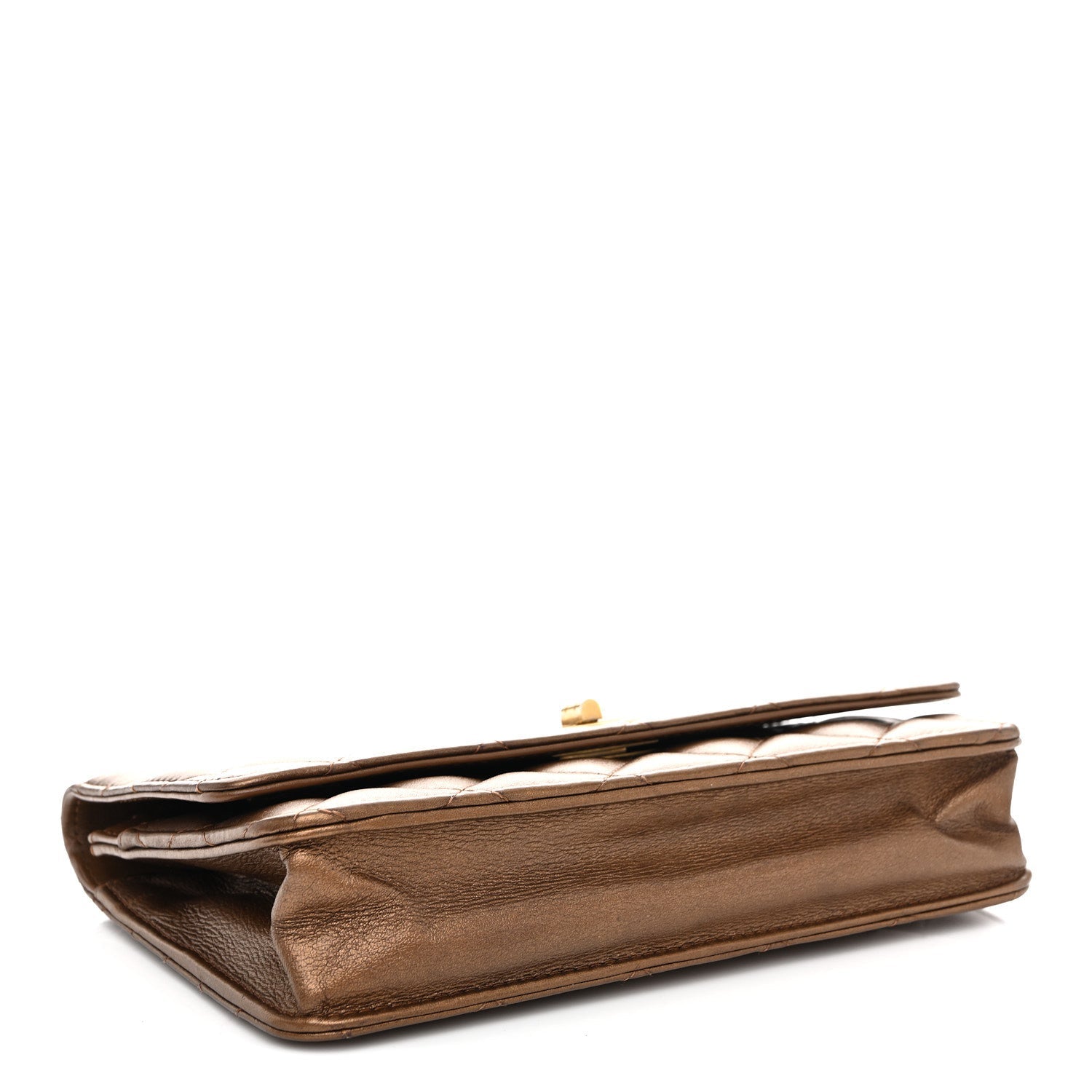 Chanel Metallic Calfskin Quilted 2.55 Reissue Wallet On Chain WOC Bronze
