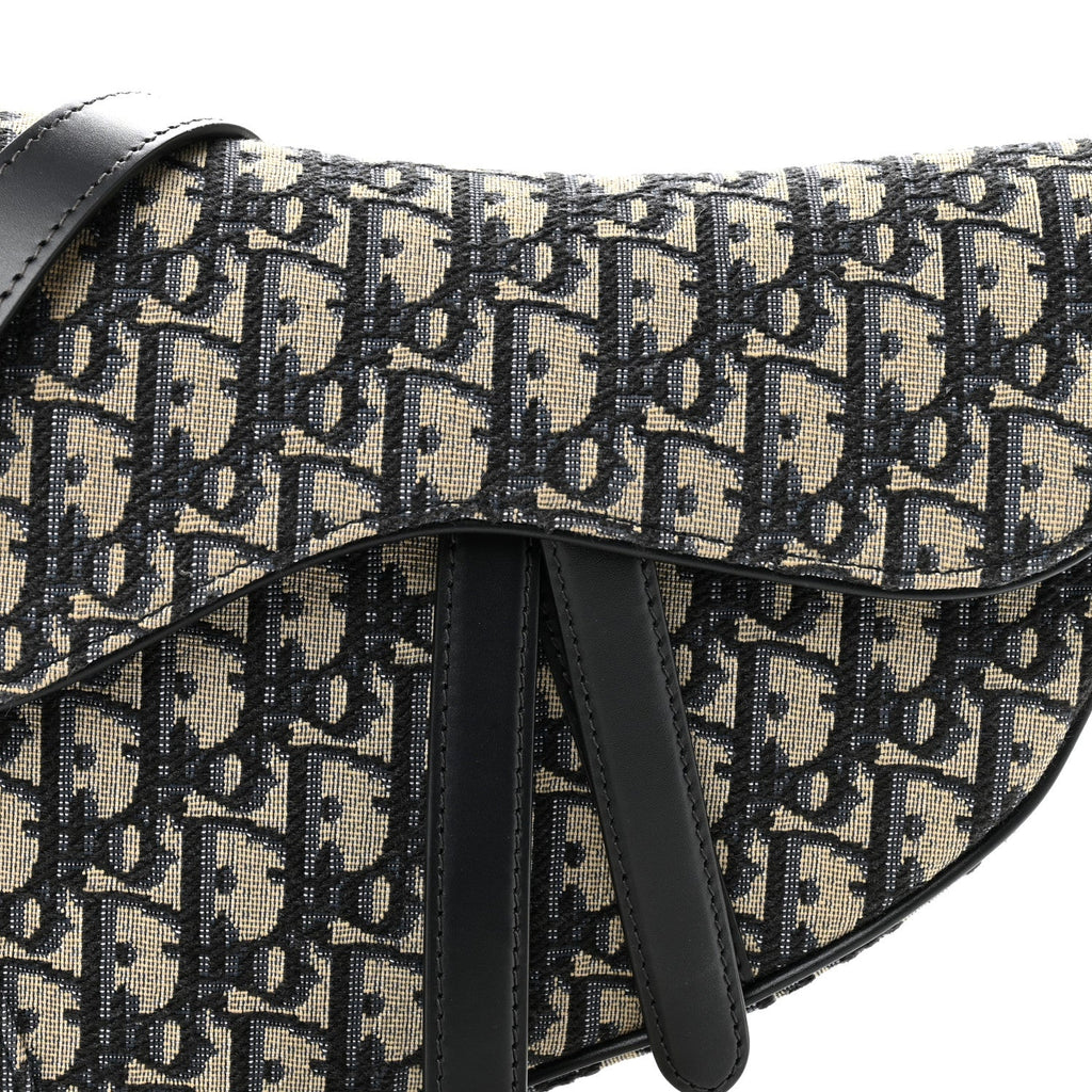 Christian Dior Oblique Saddle Bag With Strap Blue